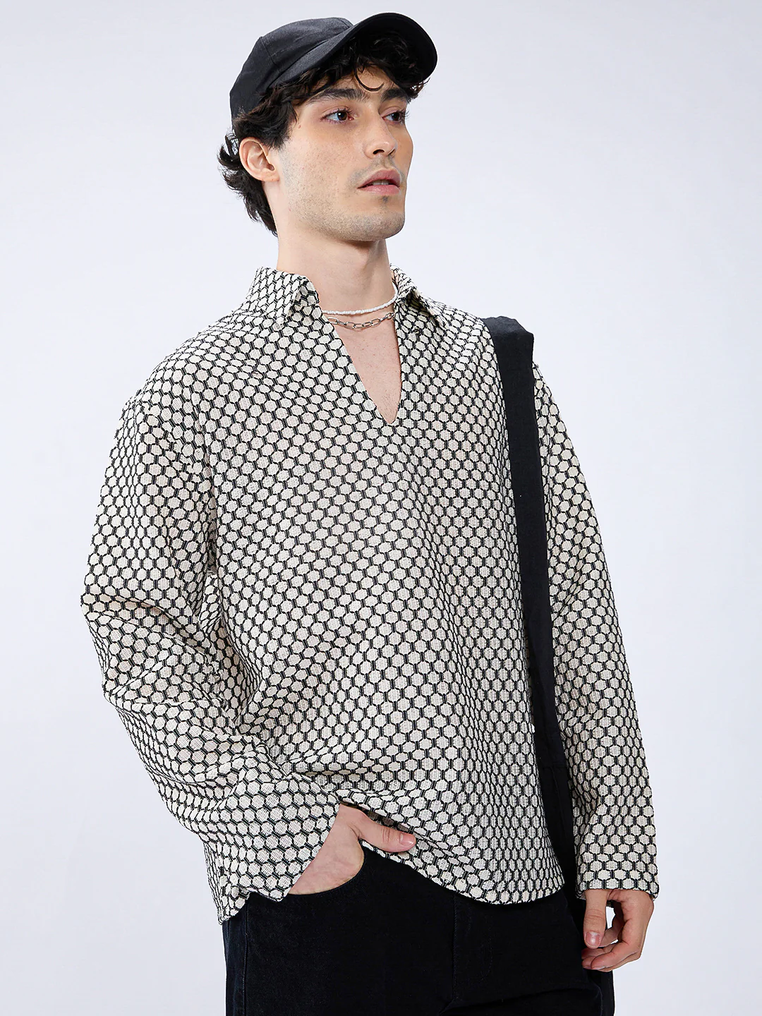 Hexcraft Twinstitch Honeyframe Mesh Oversized Polo Shirt - Image 4