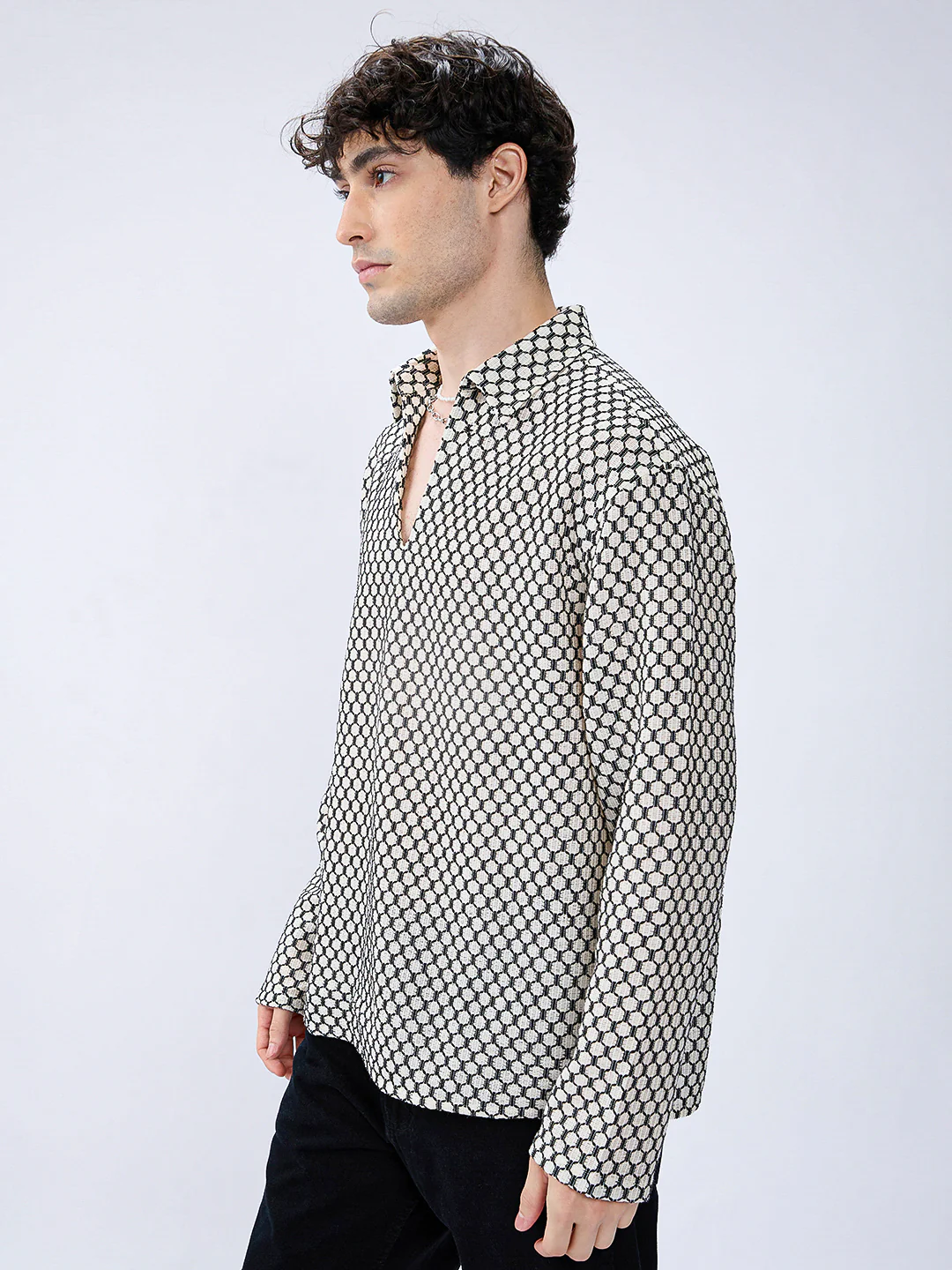 Hexcraft Twinstitch Honeyframe Mesh Oversized Polo Shirt - Image 5