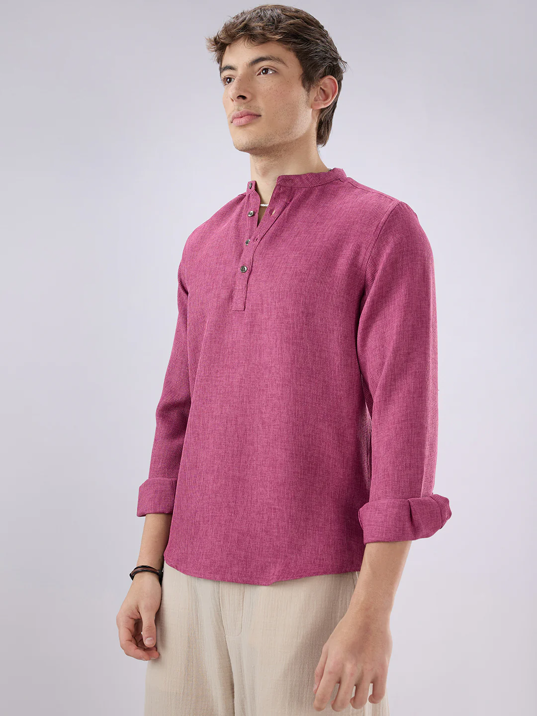 Hibiscus Maroon Textured Weave Kurta - Image 6