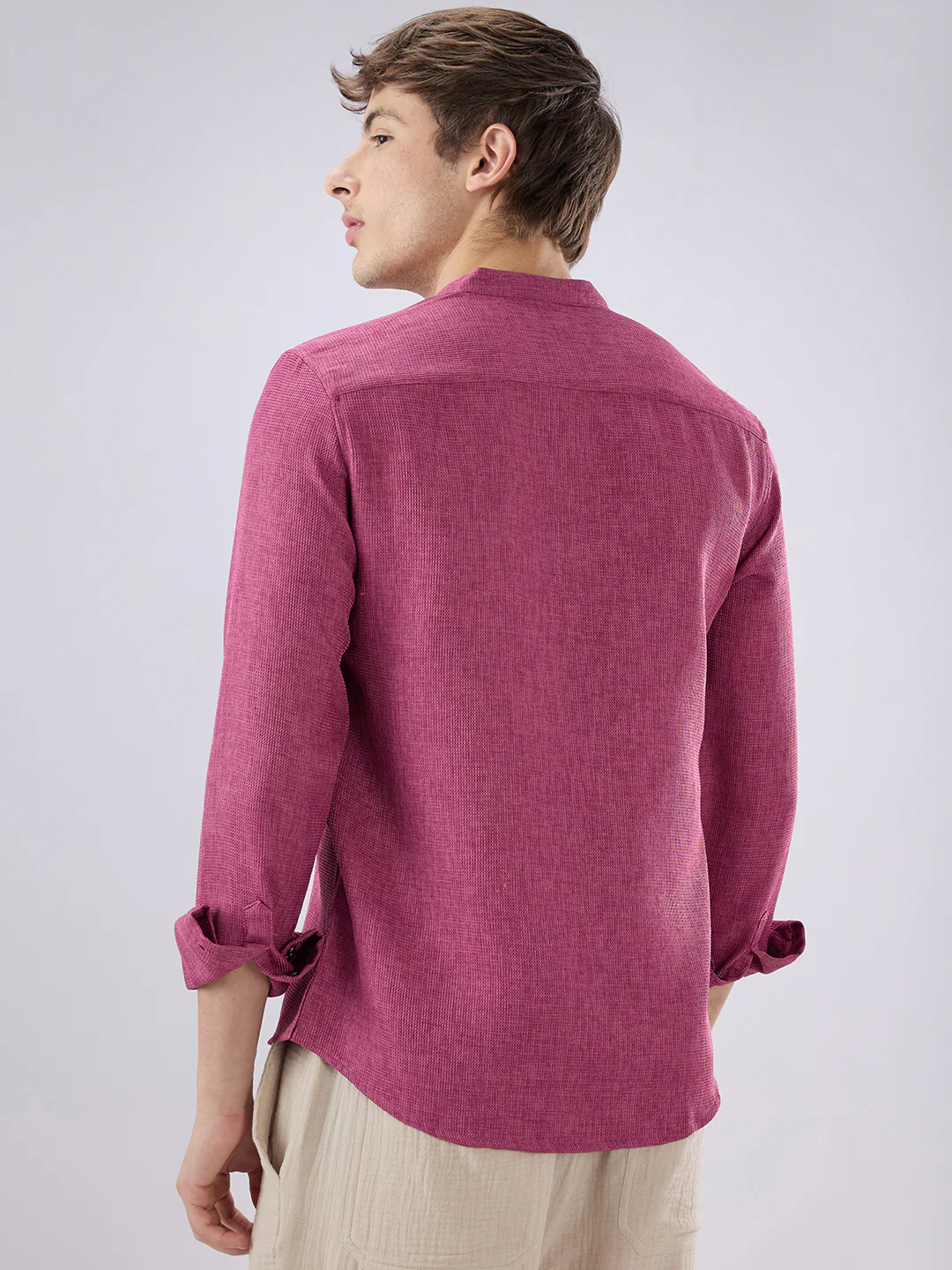 Hibiscus Maroon Textured Weave Kurta - Image 7