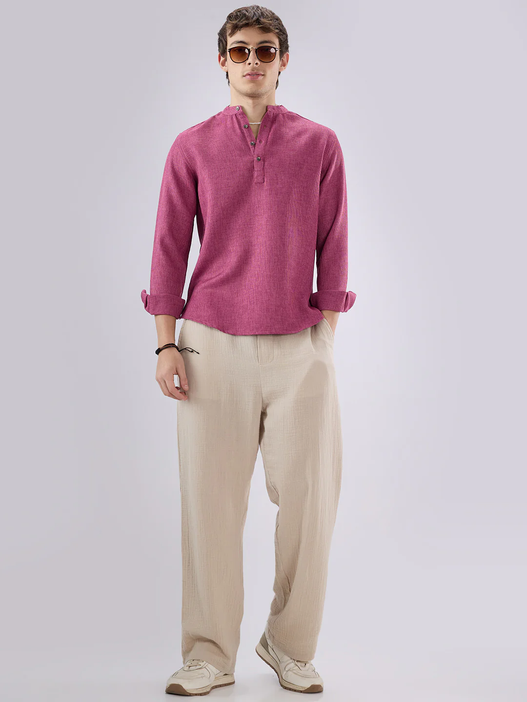 Hibiscus Maroon Textured Weave Kurta - Image 8