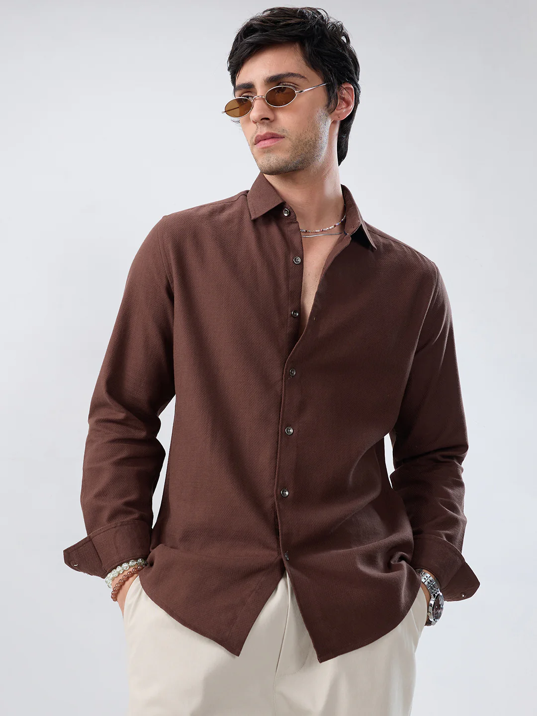 Hickory Brown Subtle Textured Everyday Shirt