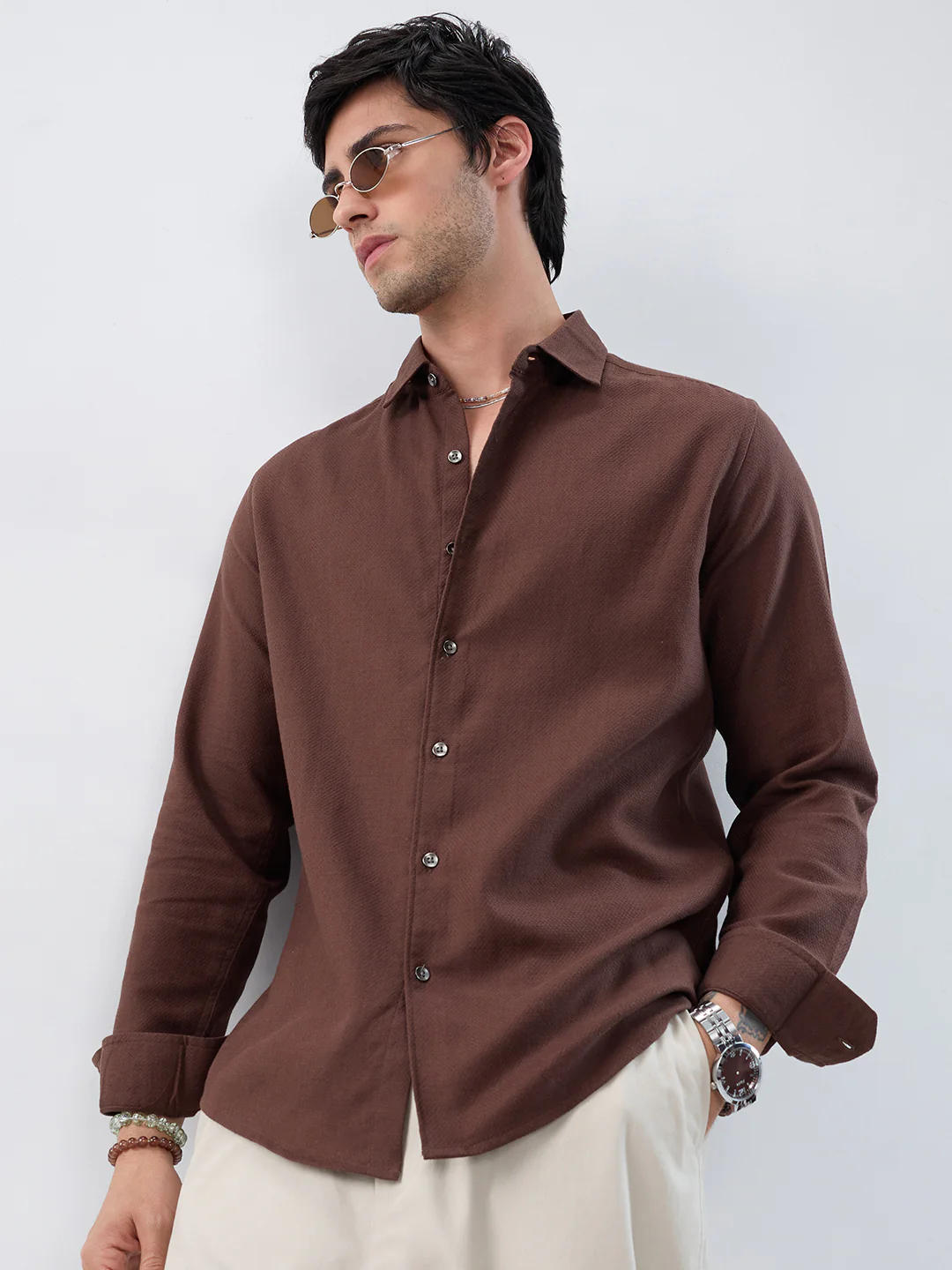 Hickory Brown Subtle Textured Everyday Shirt - Image 2