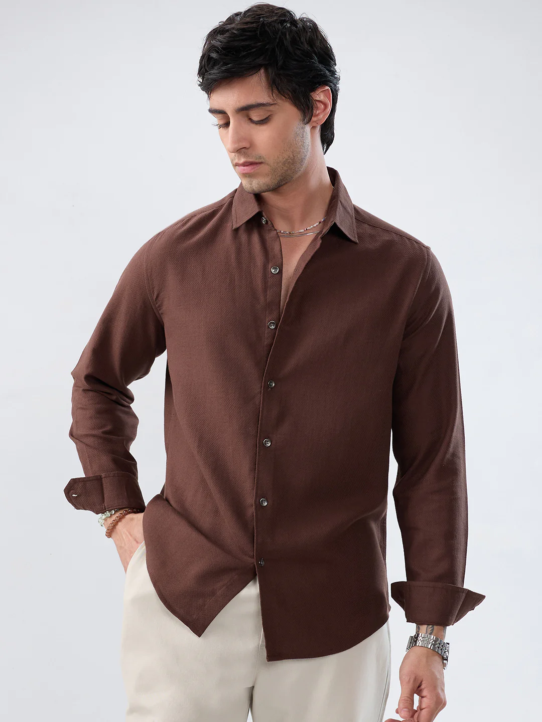 Hickory Brown Subtle Textured Everyday Shirt - Image 5