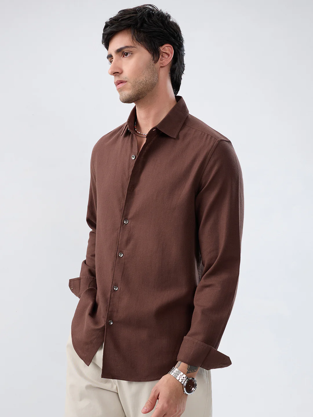Hickory Brown Subtle Textured Everyday Shirt - Image 6