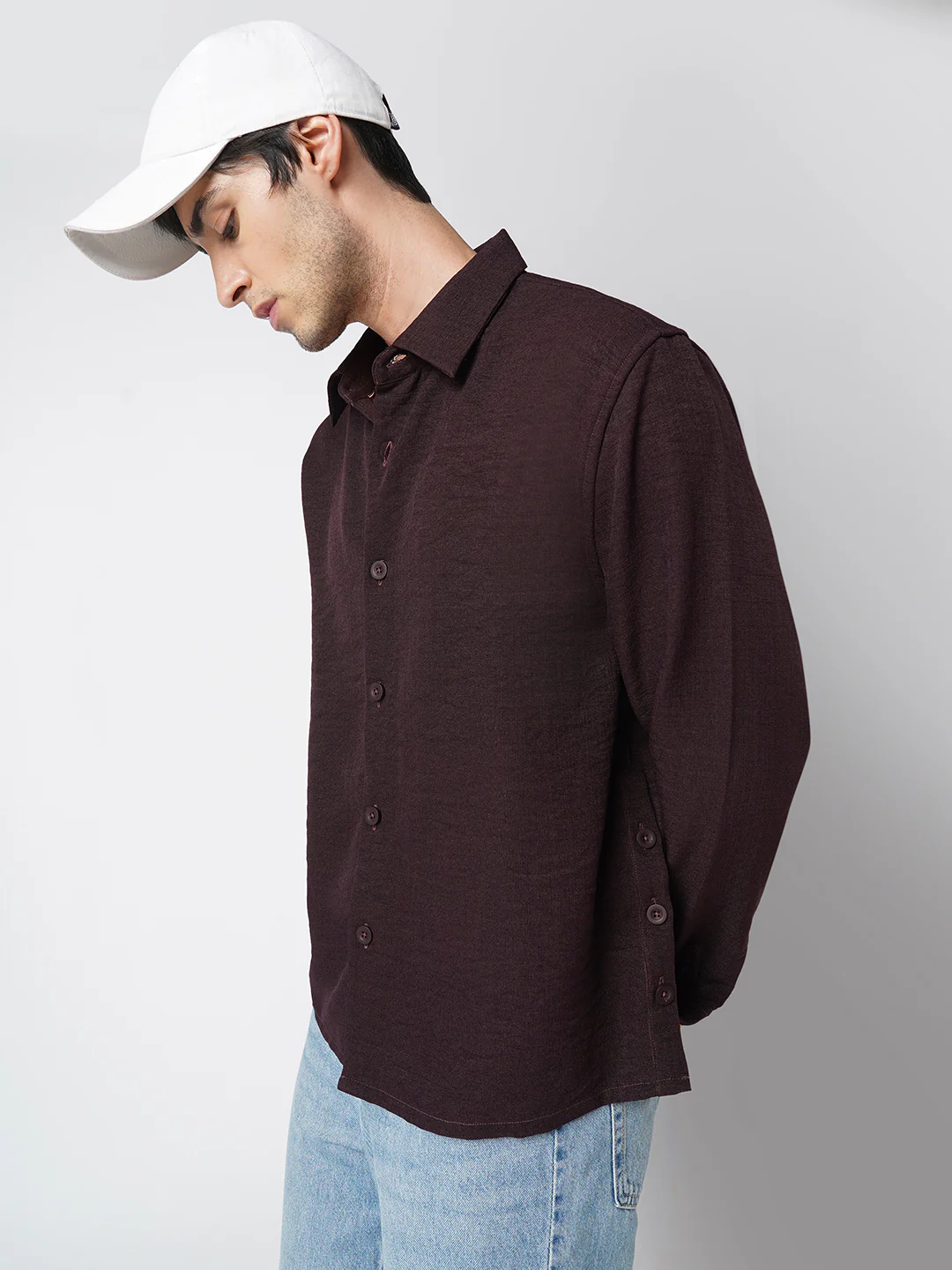 Hickory Brown Textured Oversized Shirt - Image 2