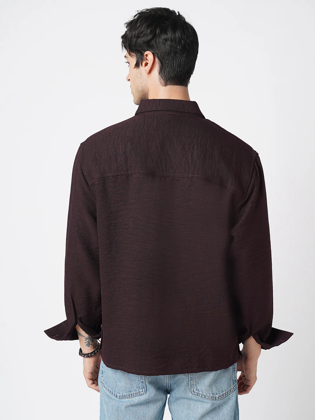 Hickory Brown Textured Oversized Shirt - Image 7