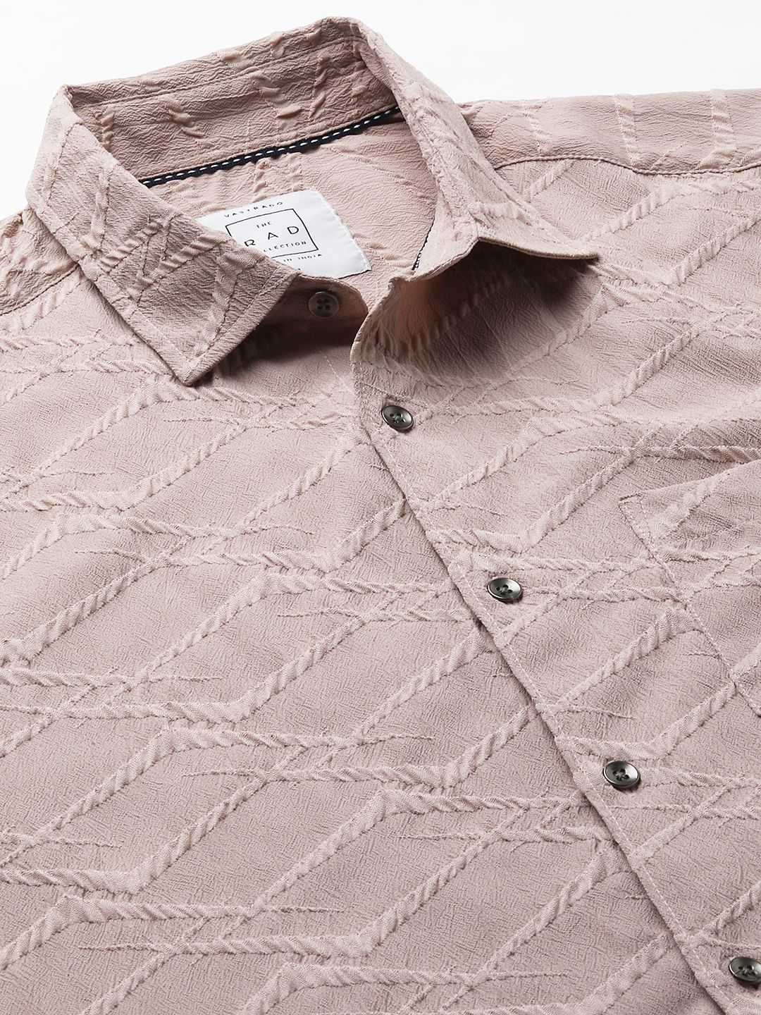 Honey Beige Abstract Textured Detailed Shirt - Image 3