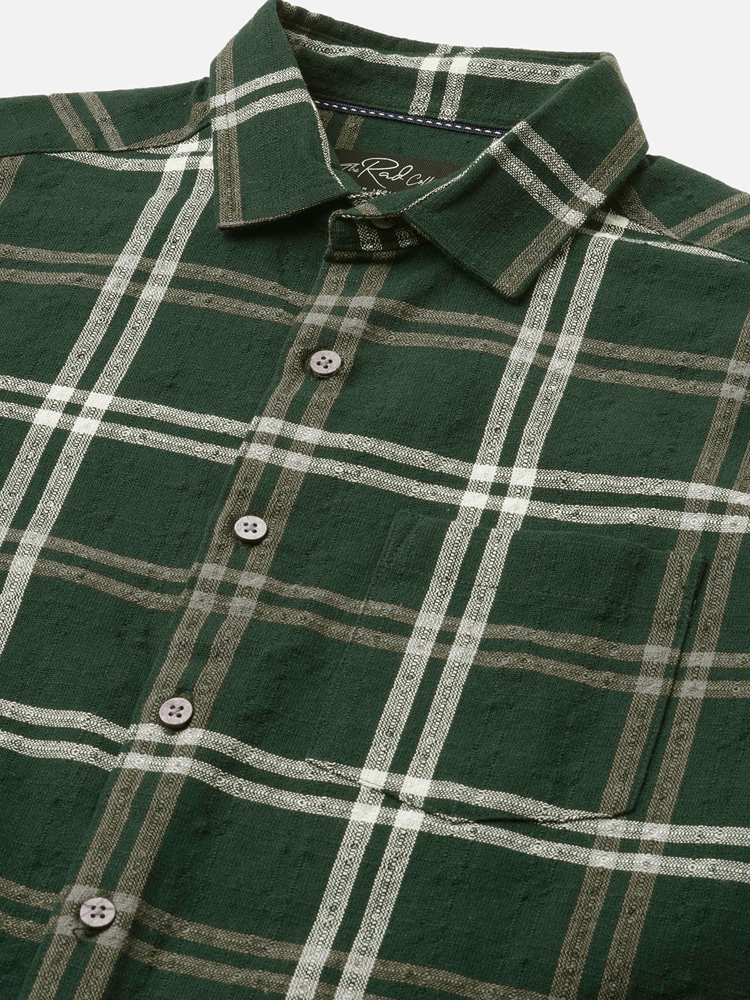 Hunter Green Classic Plaid Checks Jacquard Shirt - Image 3