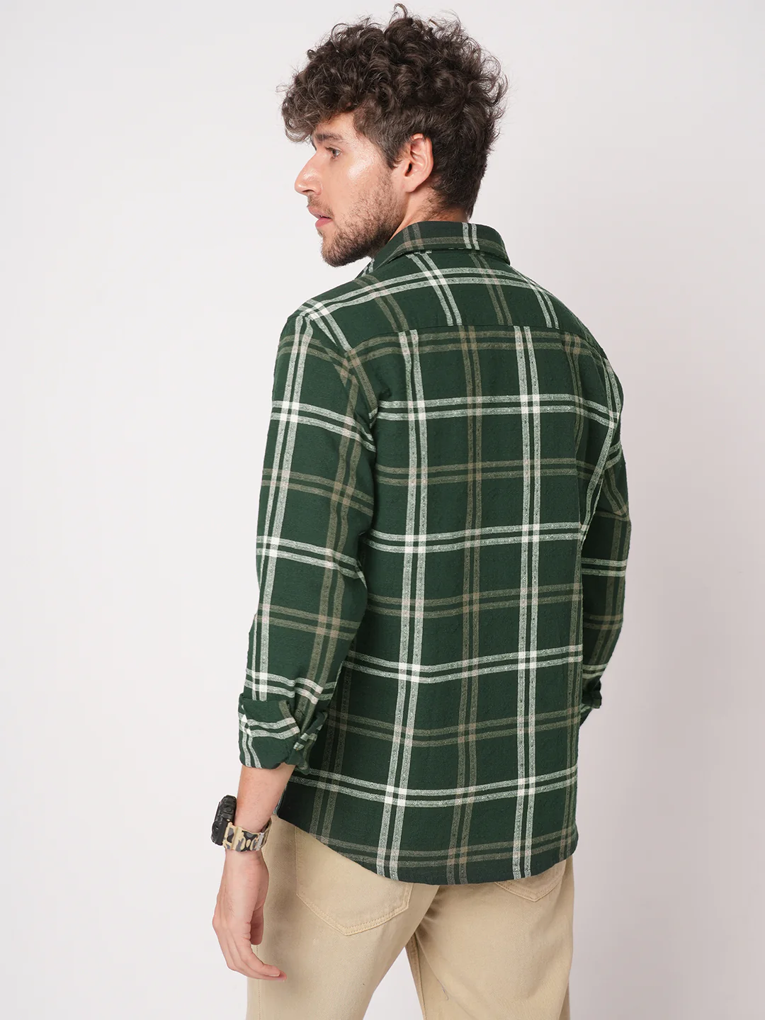 Hunter Green Classic Plaid Checks Jacquard Shirt - Image 6