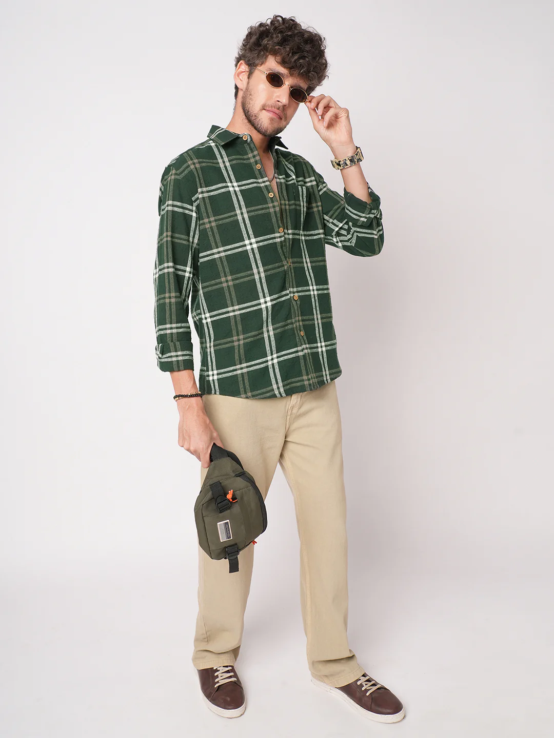 Hunter Green Classic Plaid Checks Jacquard Shirt - Image 7