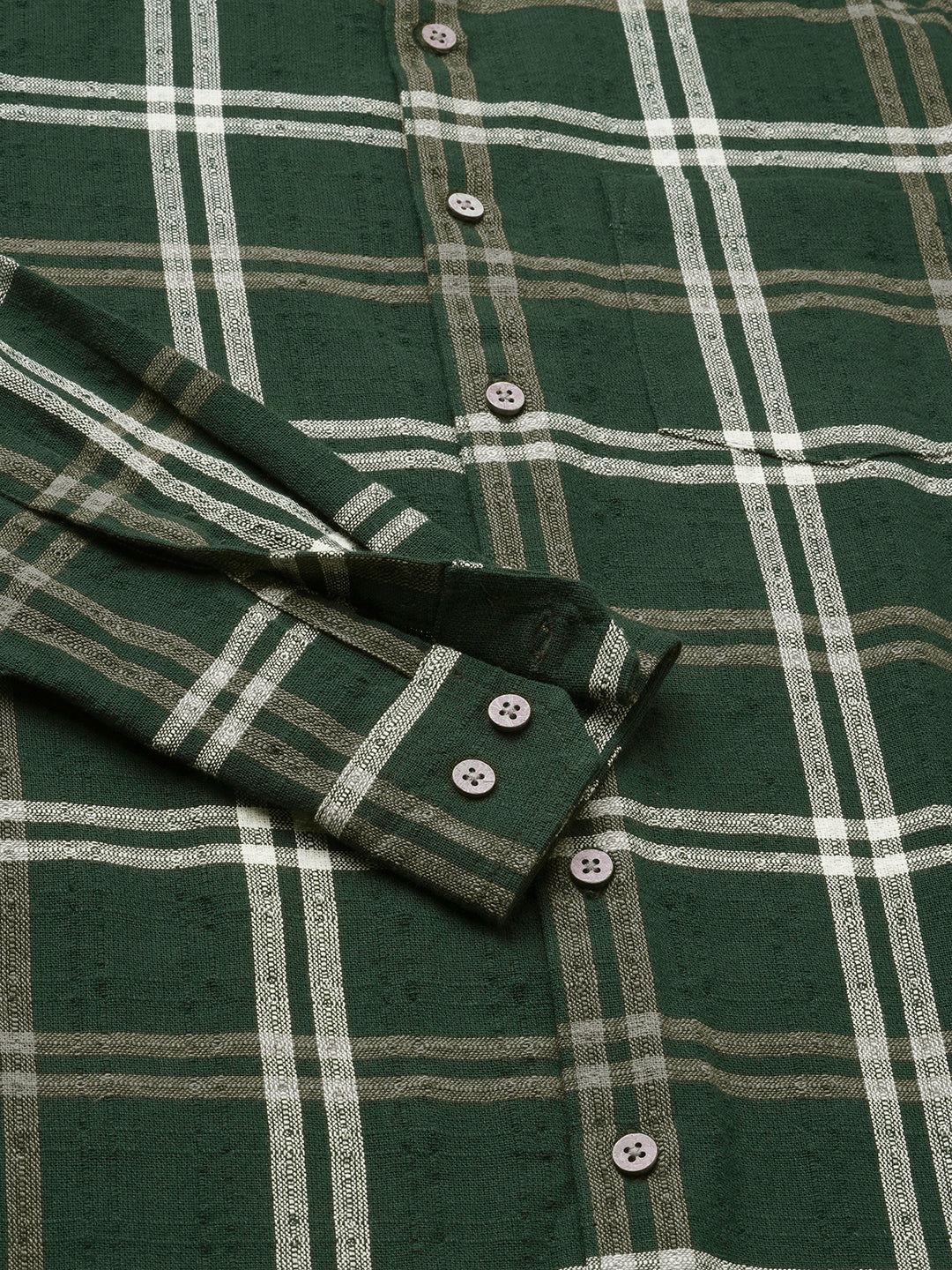 Hunter Green Classic Plaid Checks Jacquard Shirt - Image 8