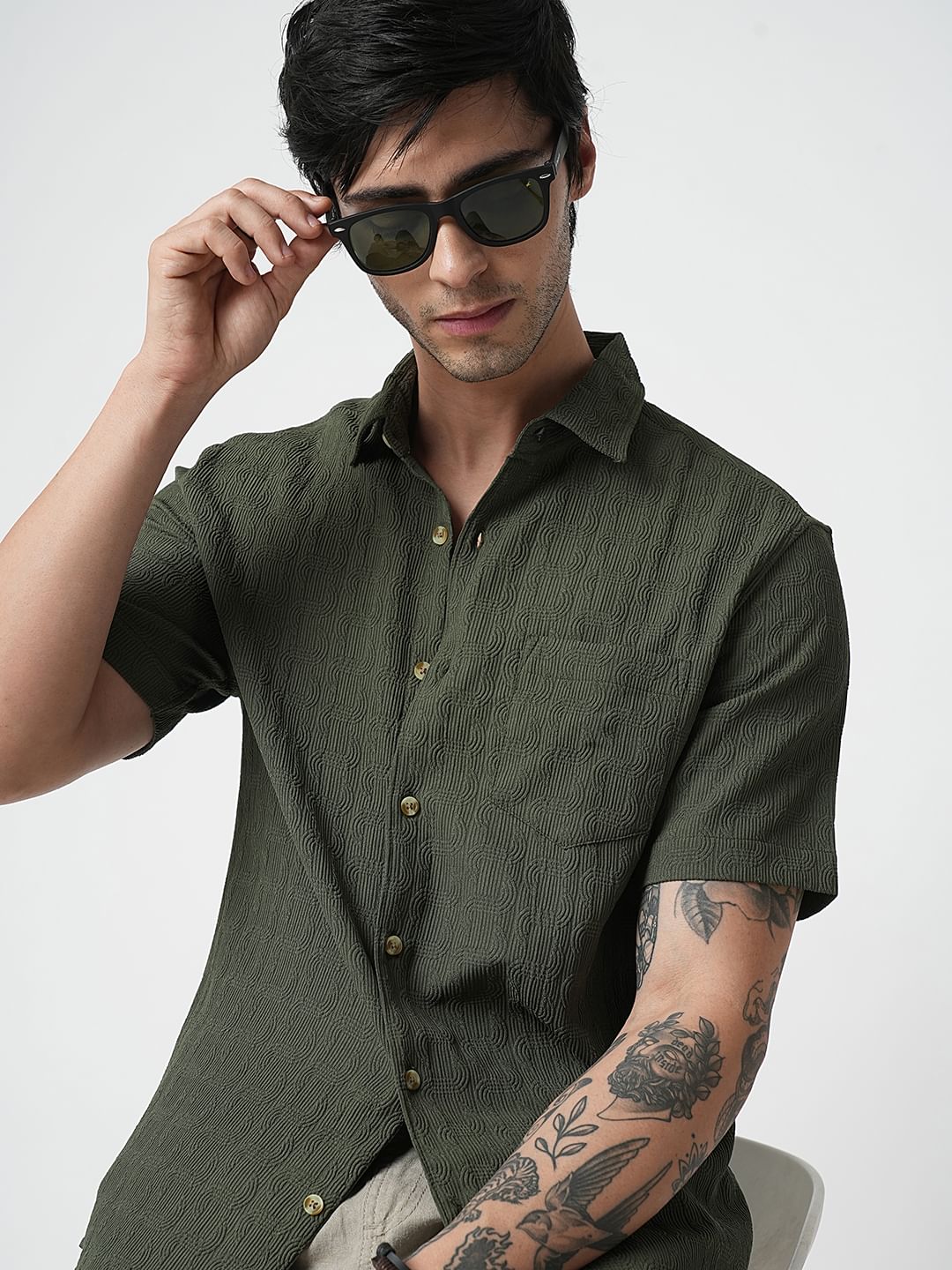 Hunter Green Textured Shirt - Image 2