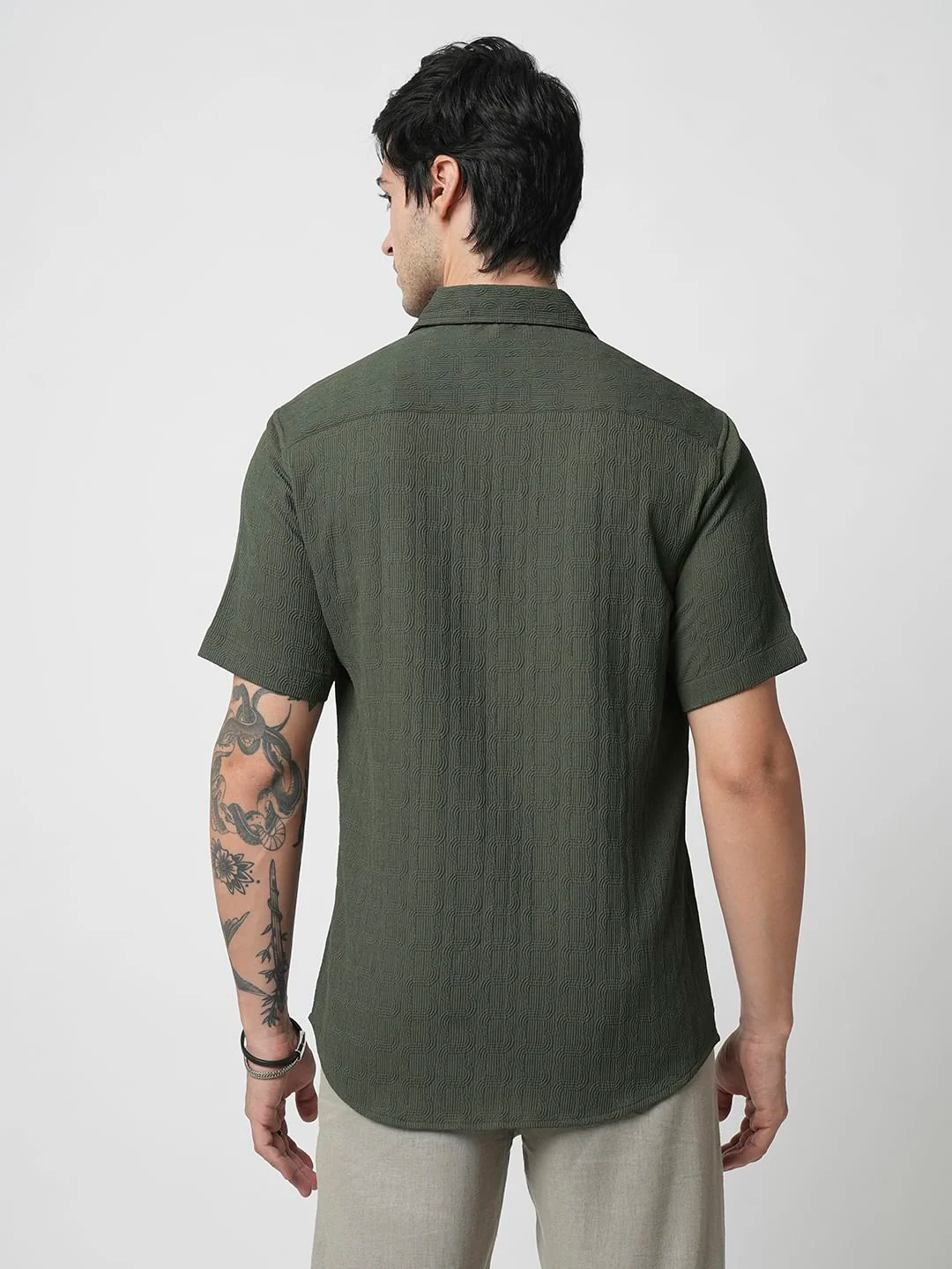 Hunter Green Textured Shirt - Image 7