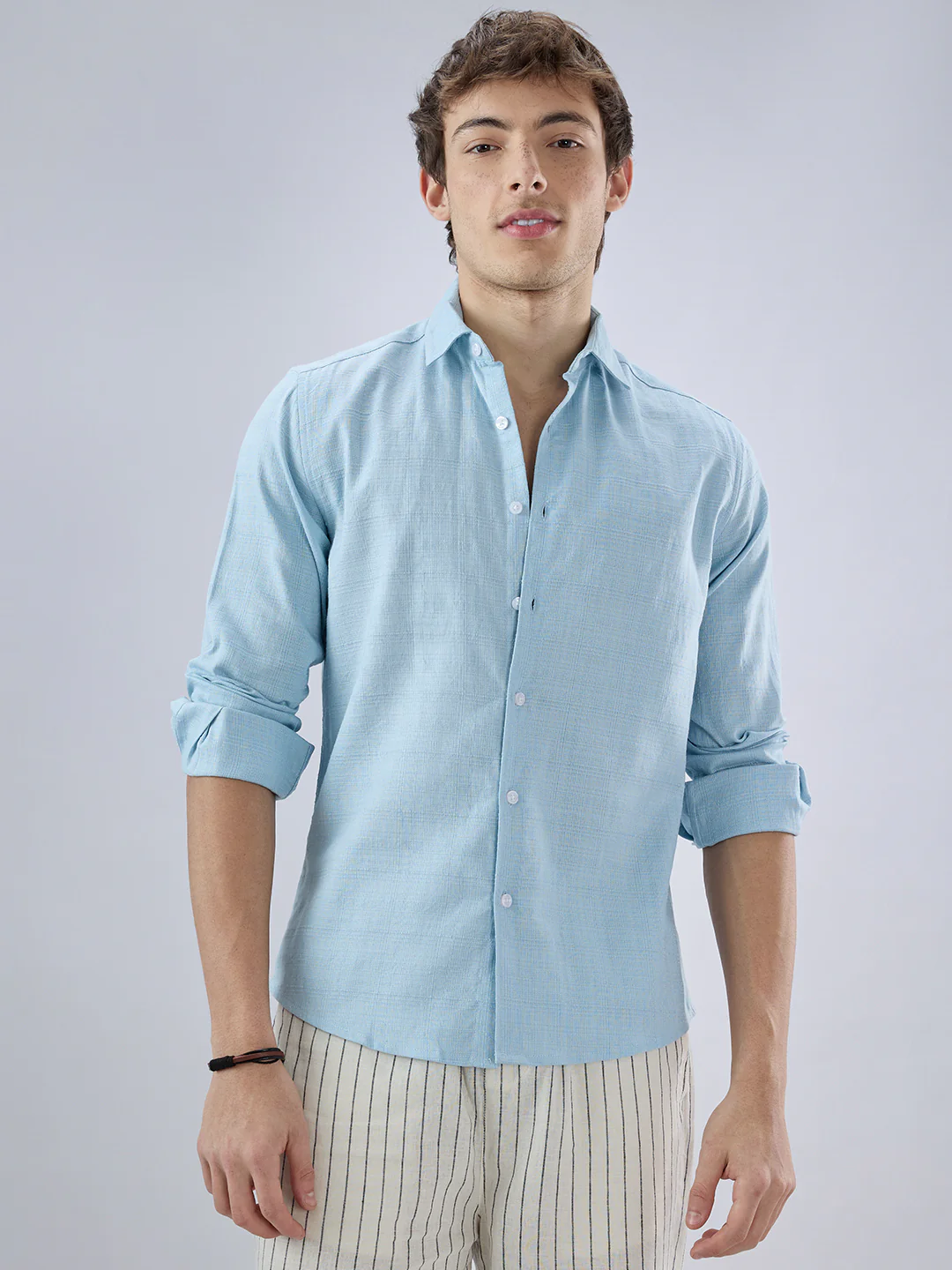 Hushed Blue Fine Weave Textured Shirt - Image 5