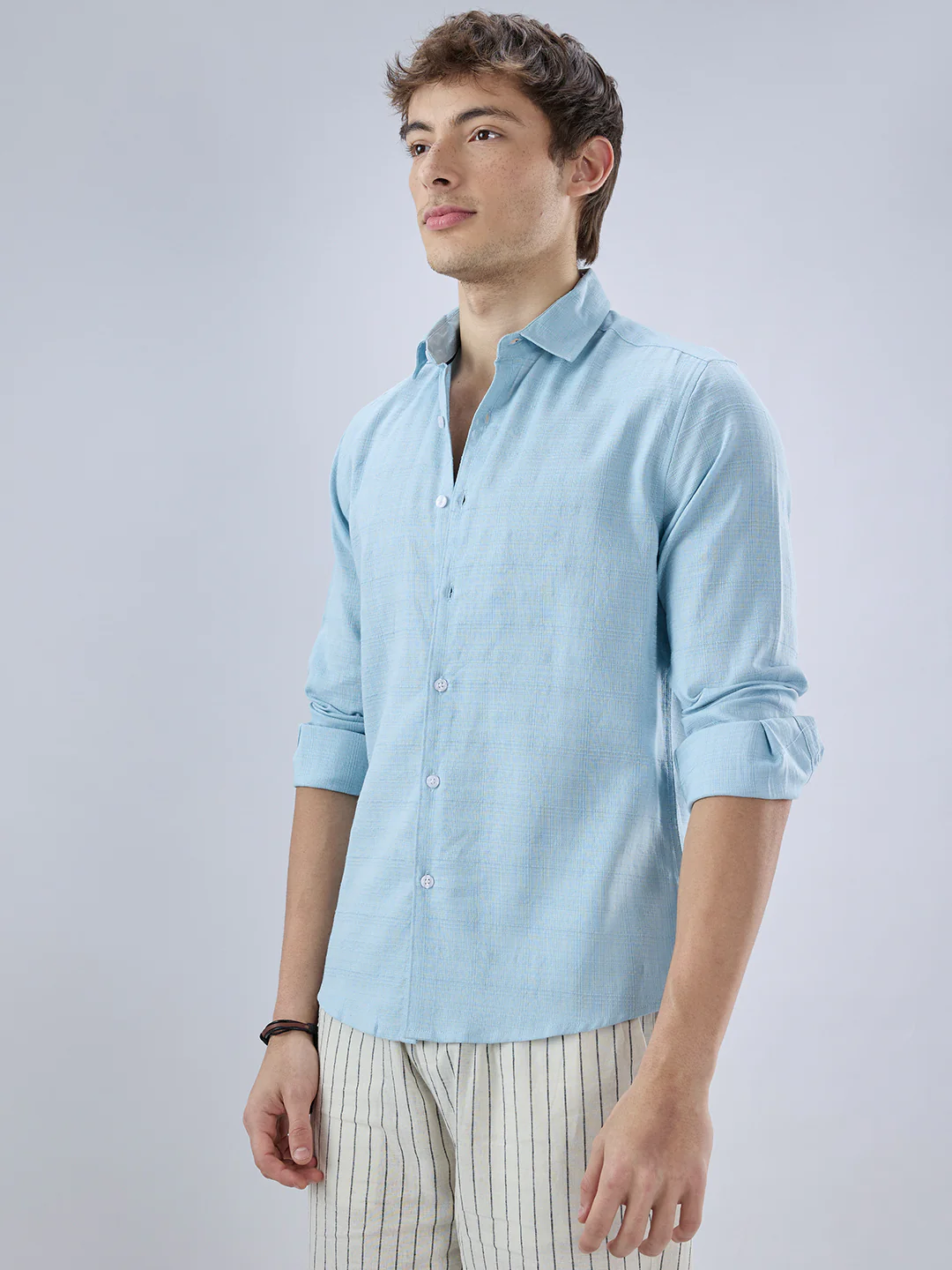 Hushed Blue Fine Weave Textured Shirt - Image 6