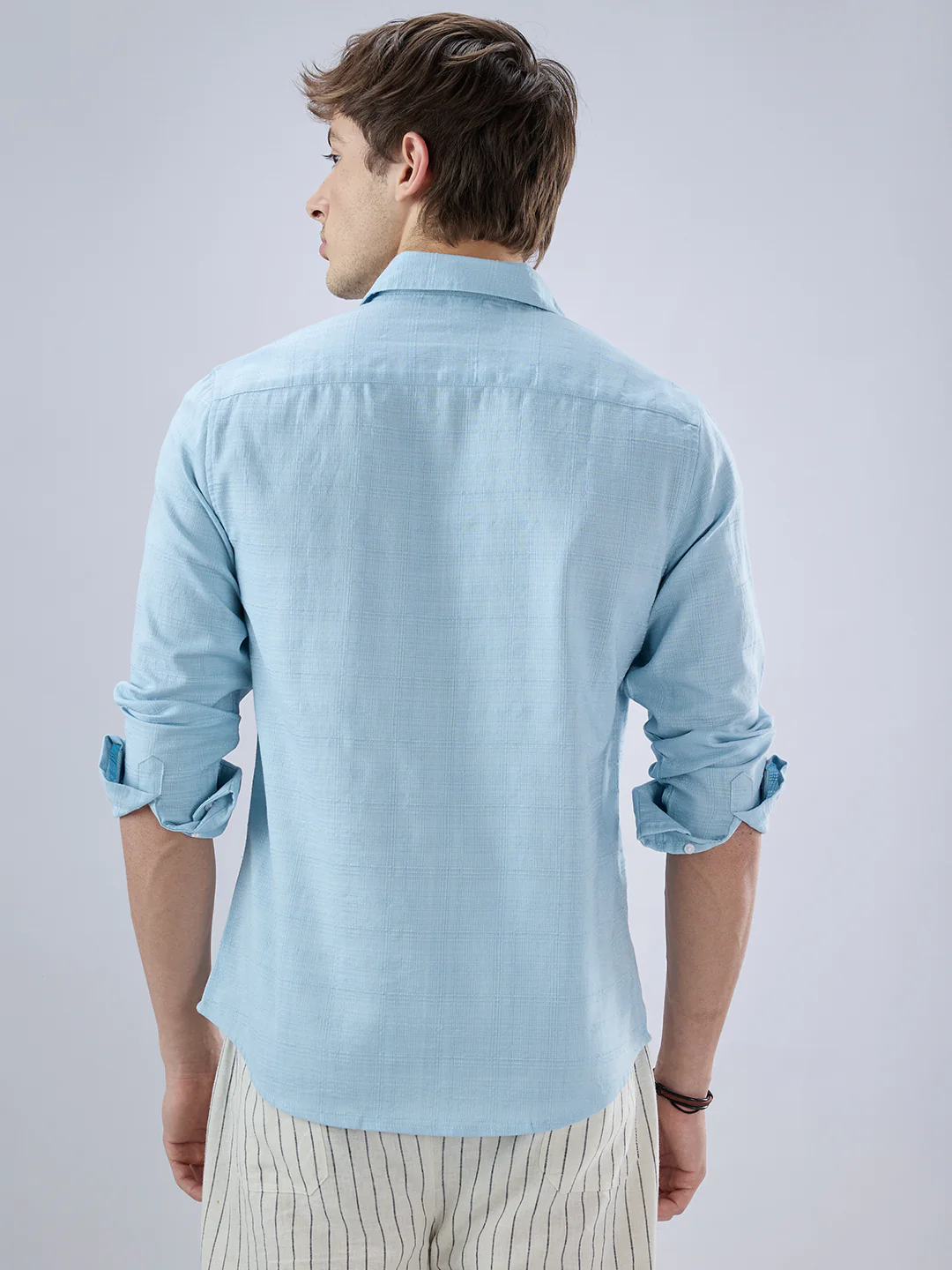 Hushed Blue Fine Weave Textured Shirt - Image 7