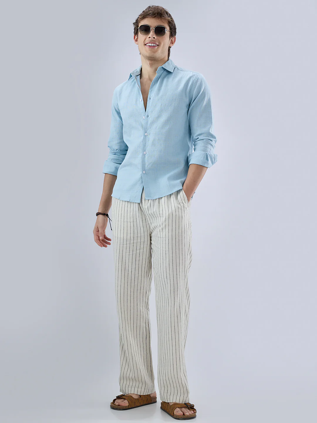 Hushed Blue Fine Weave Textured Shirt - Image 8