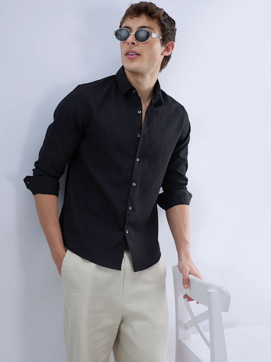 Imperial Jade Black Textured Shirt - Image 2