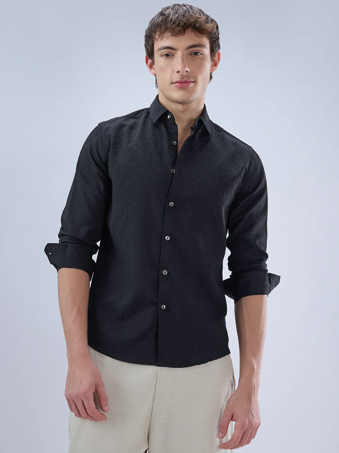 Imperial Jade Black Textured Shirt - Image 5