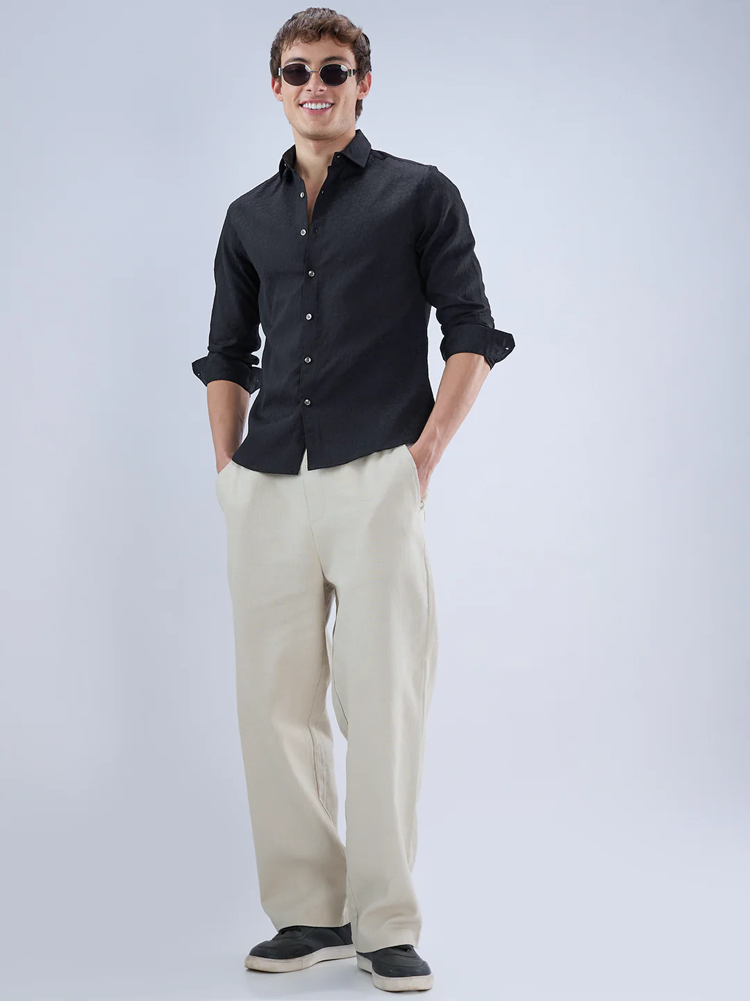 Imperial Jade Black Textured Shirt - Image 8
