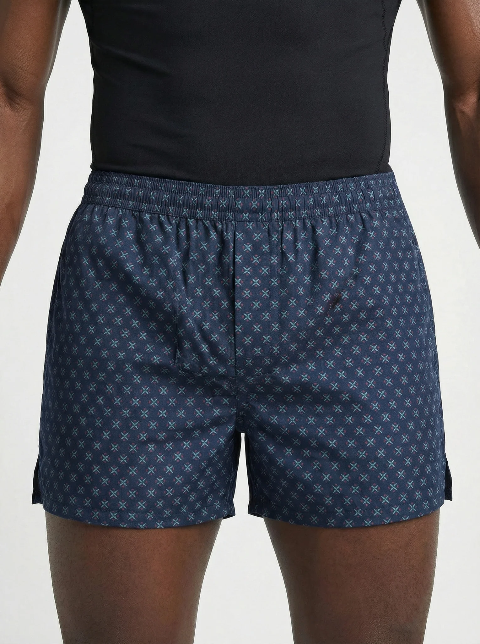 Indigo Dye Geometric & Island Vibe Basketball Print Boxers - Image 3