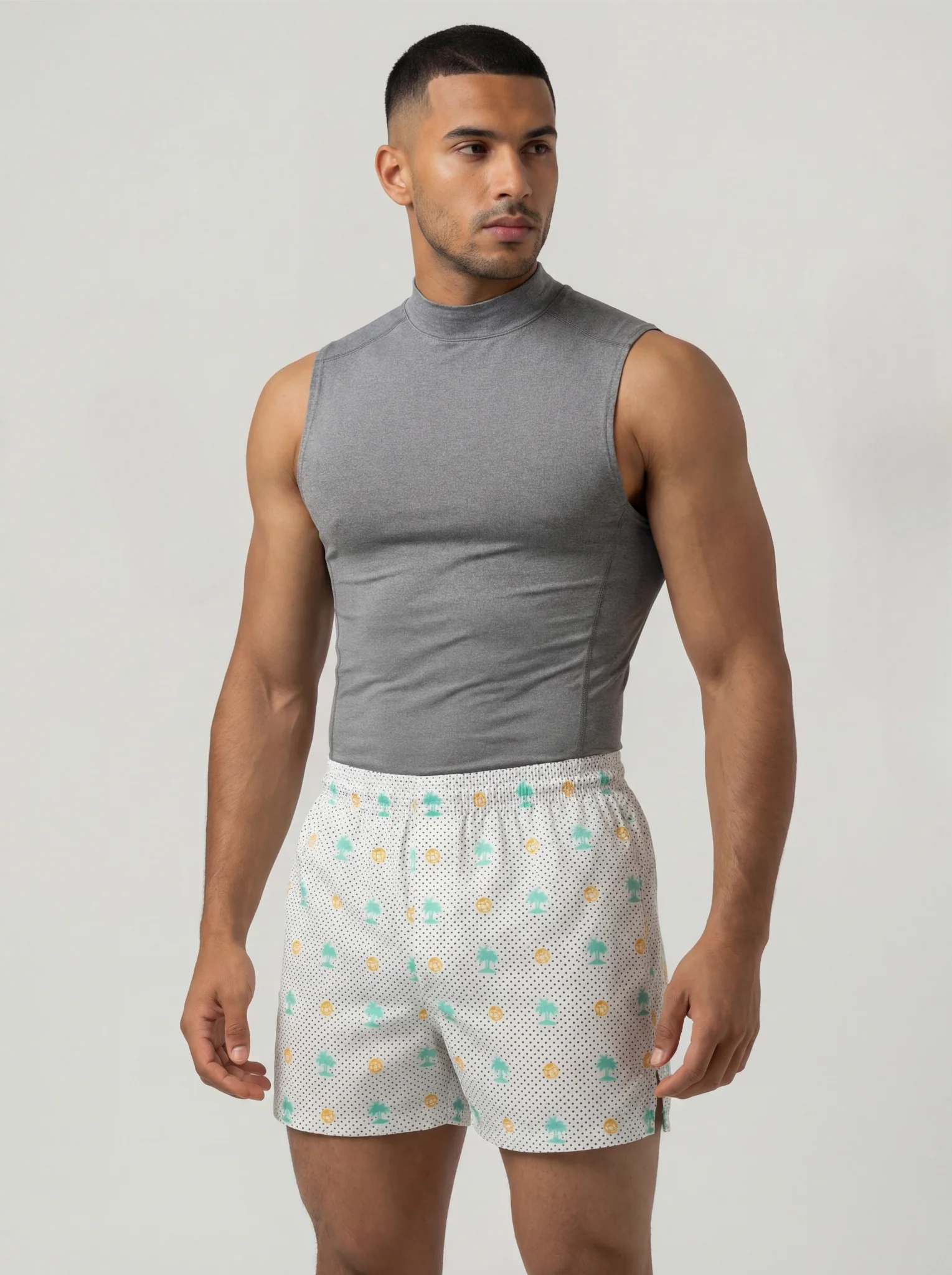 Indigo Dye Geometric & Island Vibe Basketball Print Boxers - Image 4