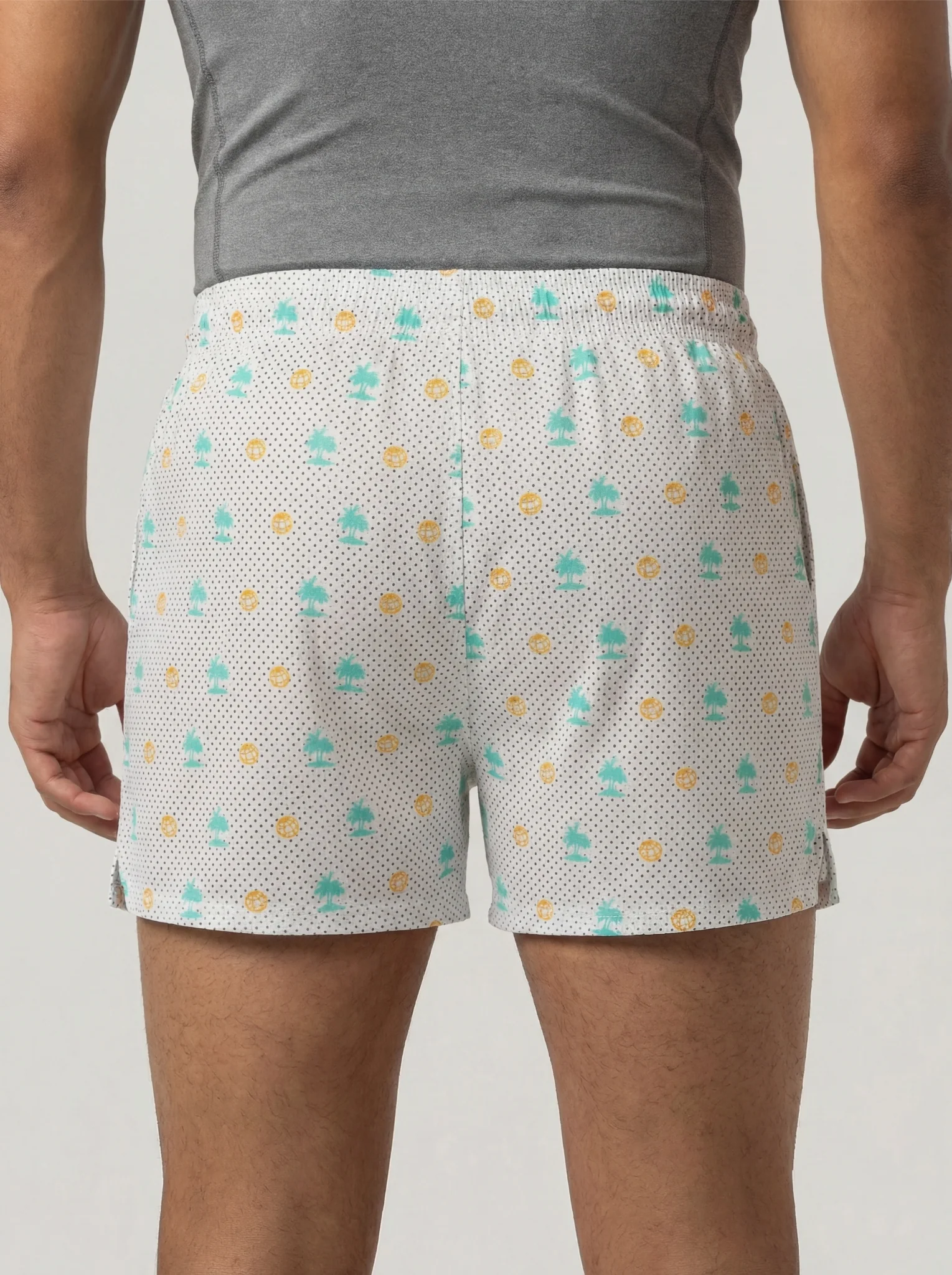 Indigo Dye Geometric & Island Vibe Basketball Print Boxers - Image 6