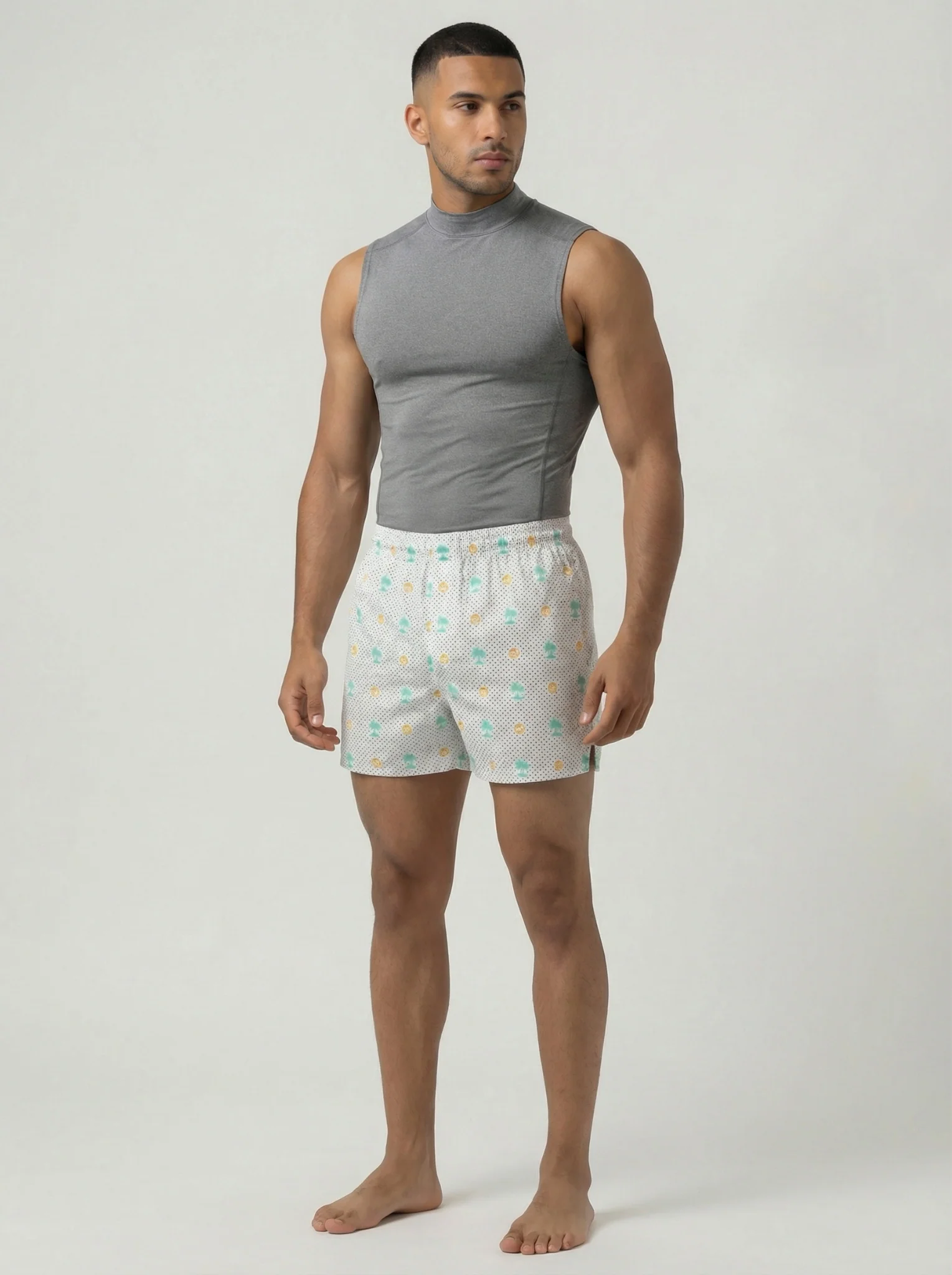 Indigo Dye Geometric & Island Vibe Basketball Print Boxers - Image 8