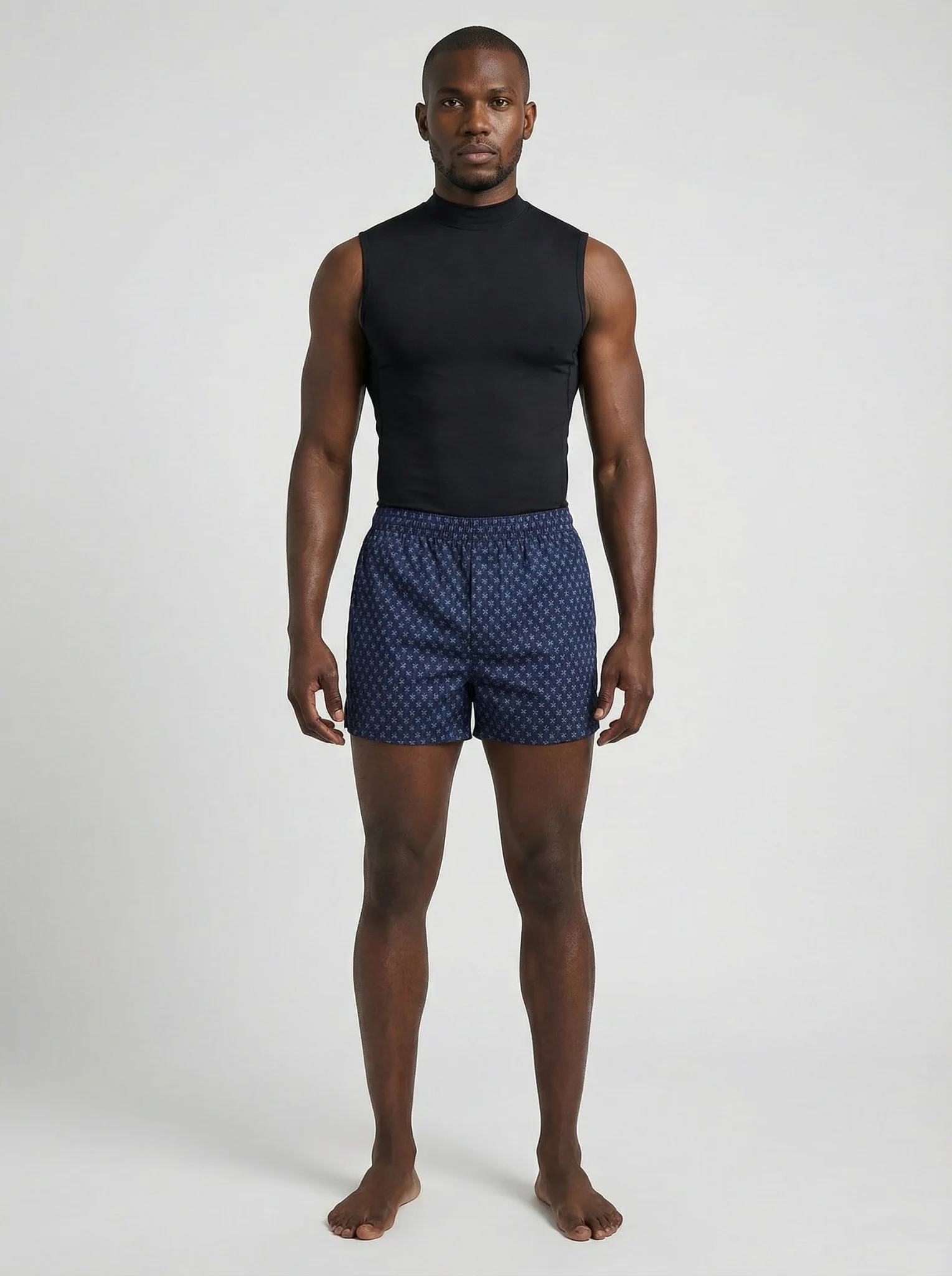 Indigo Dye Geometric & Island Vibe Basketball Print Boxers - Image 9
