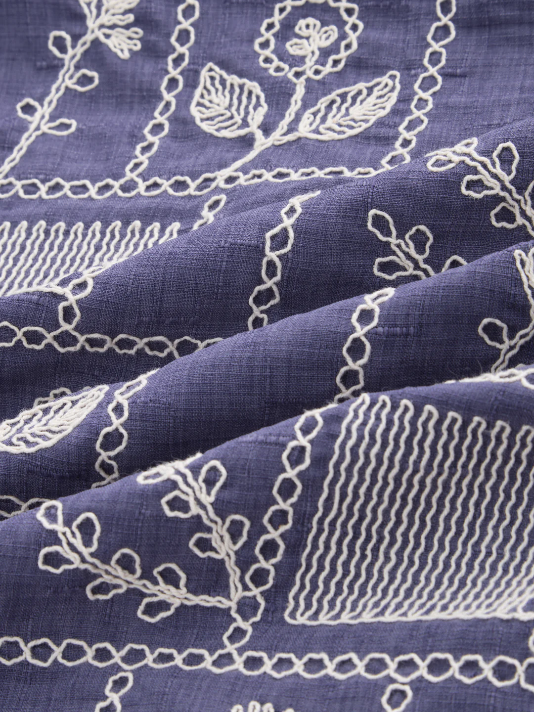 Indigo Frame Floral Contrast Embroidered Shirt - Image 3