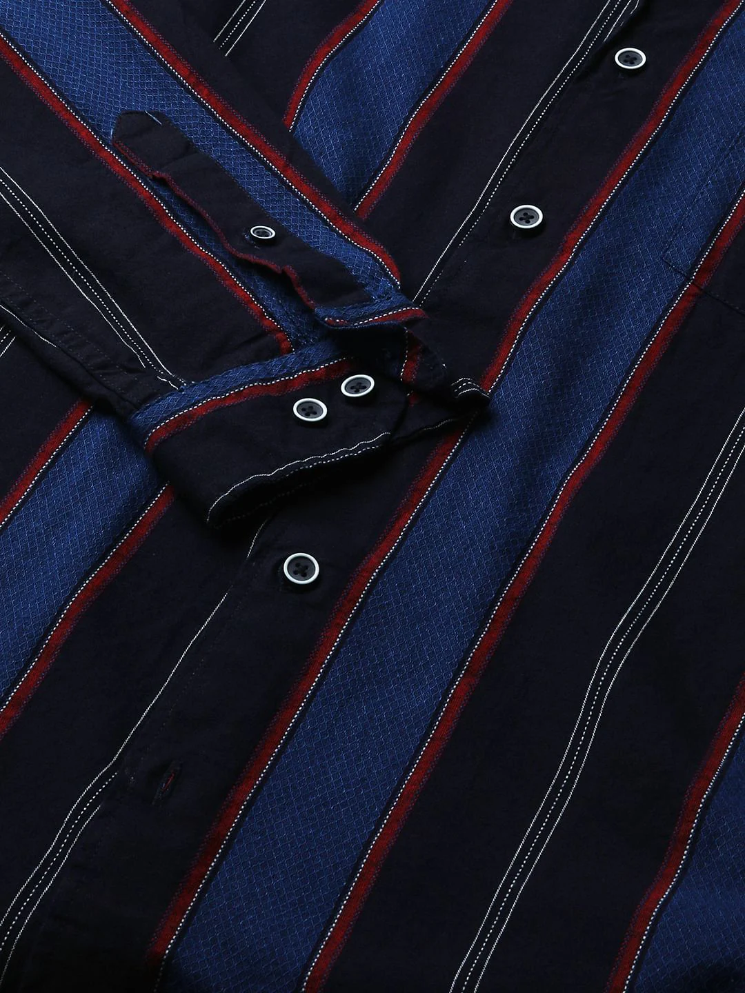 Ingenious Navy Streaky Striped Dobby Shirt - Image 3