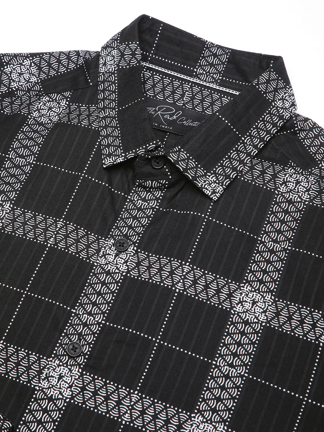 Ink Black Glyphs Grid Checks Shirt - Image 3