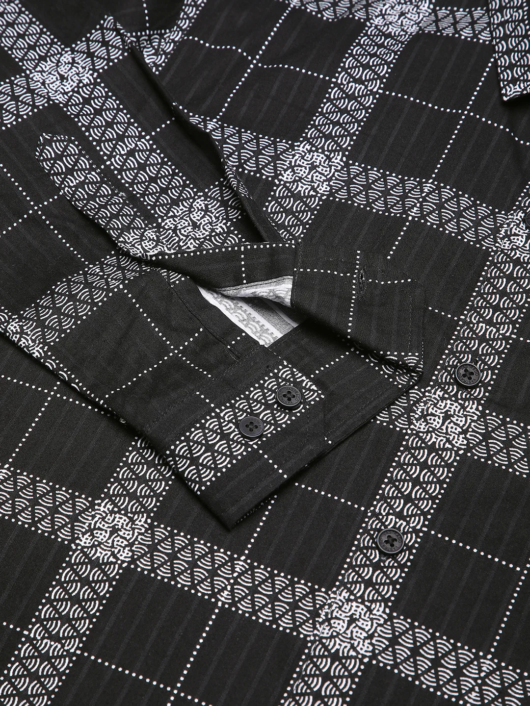 Ink Black Glyphs Grid Checks Shirt - Image 8