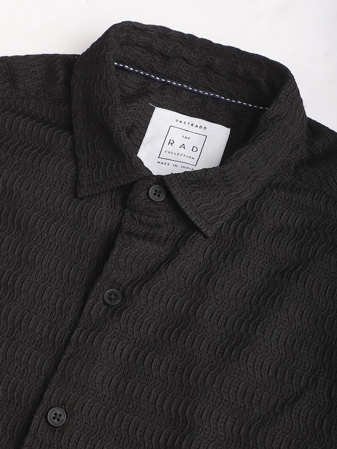 Intense Black Wavy Textured Shirt - Image 3