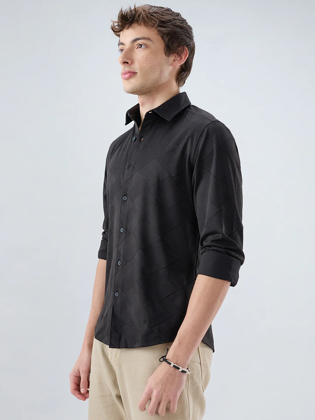 Intricate Black Block Weave Knitted Shirt - Image 5