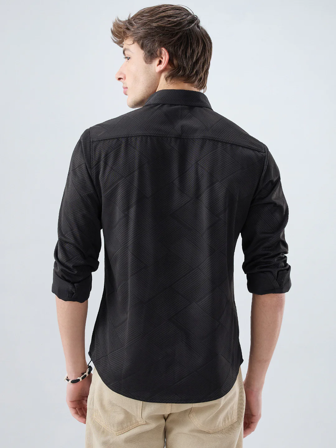 Intricate Black Block Weave Knitted Shirt - Image 6