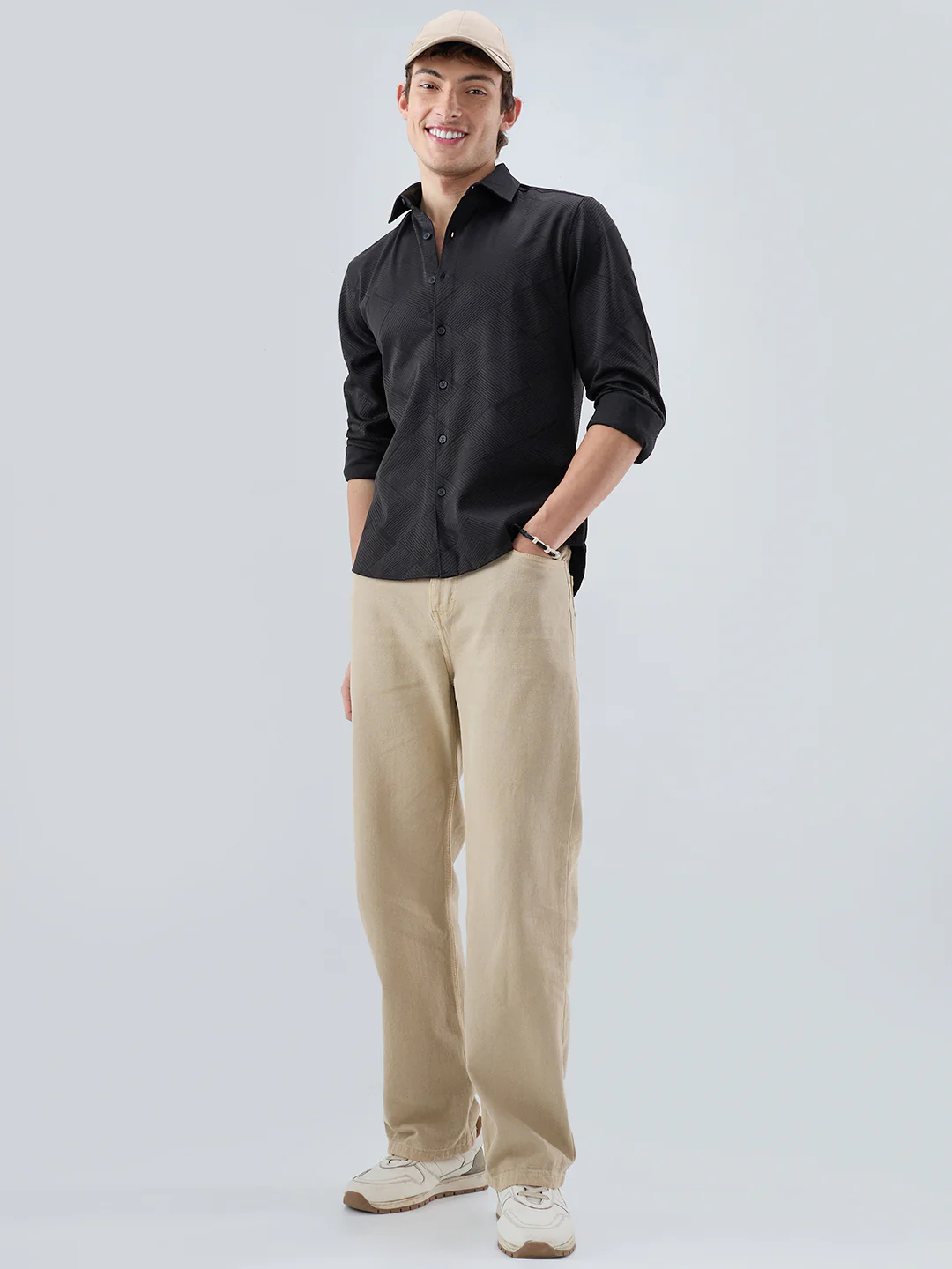 Intricate Black Block Weave Knitted Shirt - Image 7