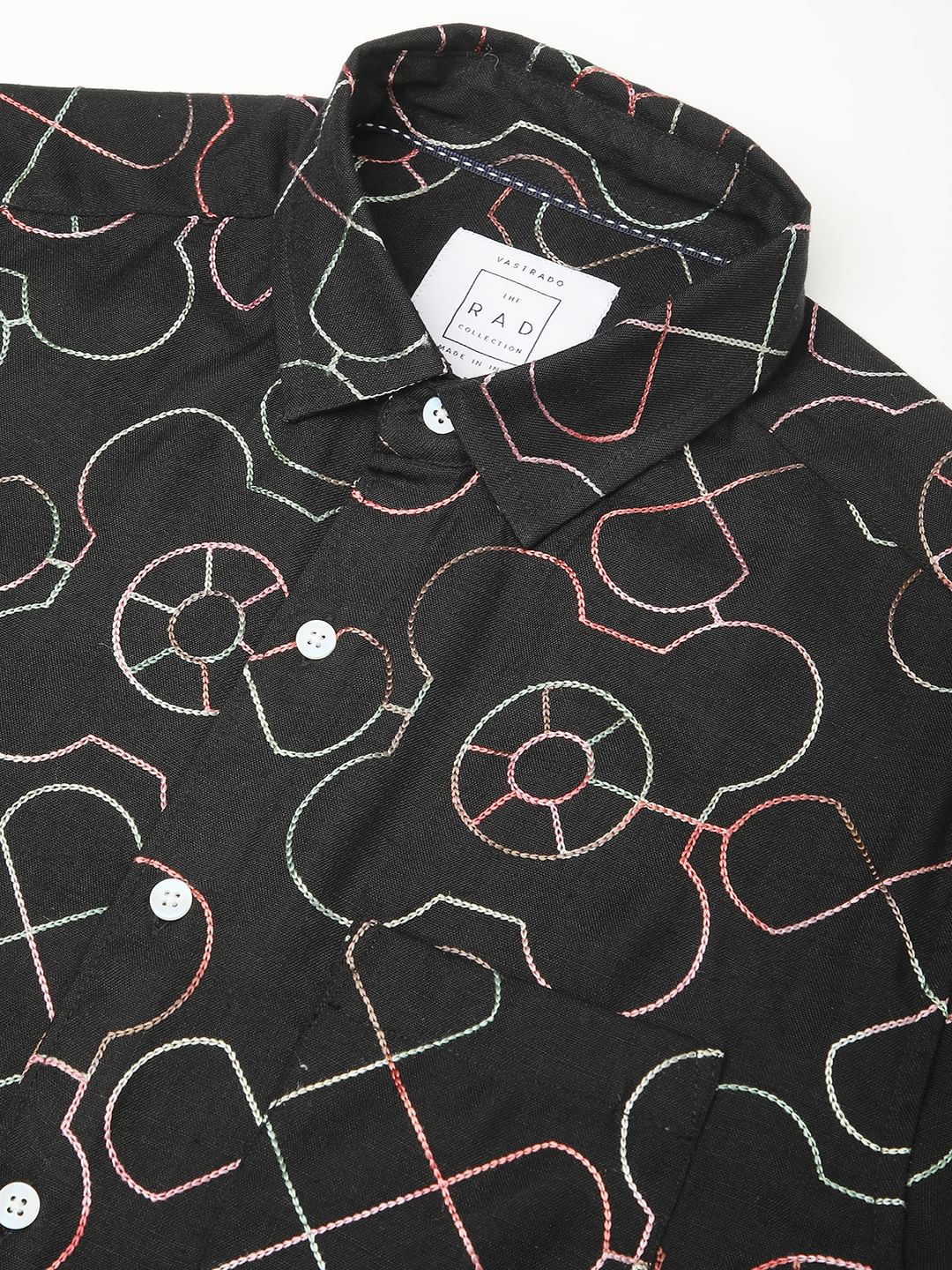 Intricate Black Contrast Embroidered Shirt - Image 3