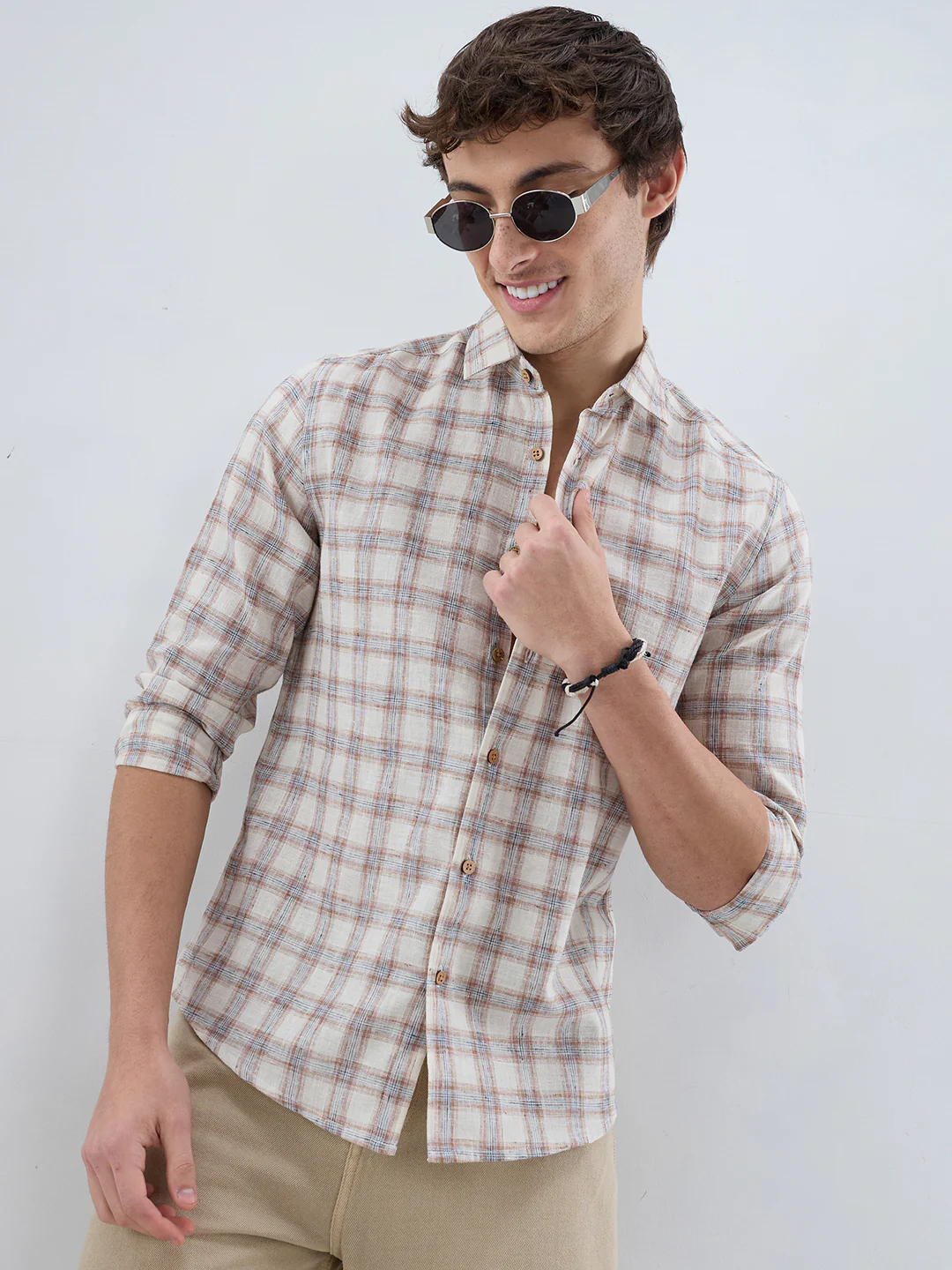 Intricate Brown Box Checks Shirt - Image 2
