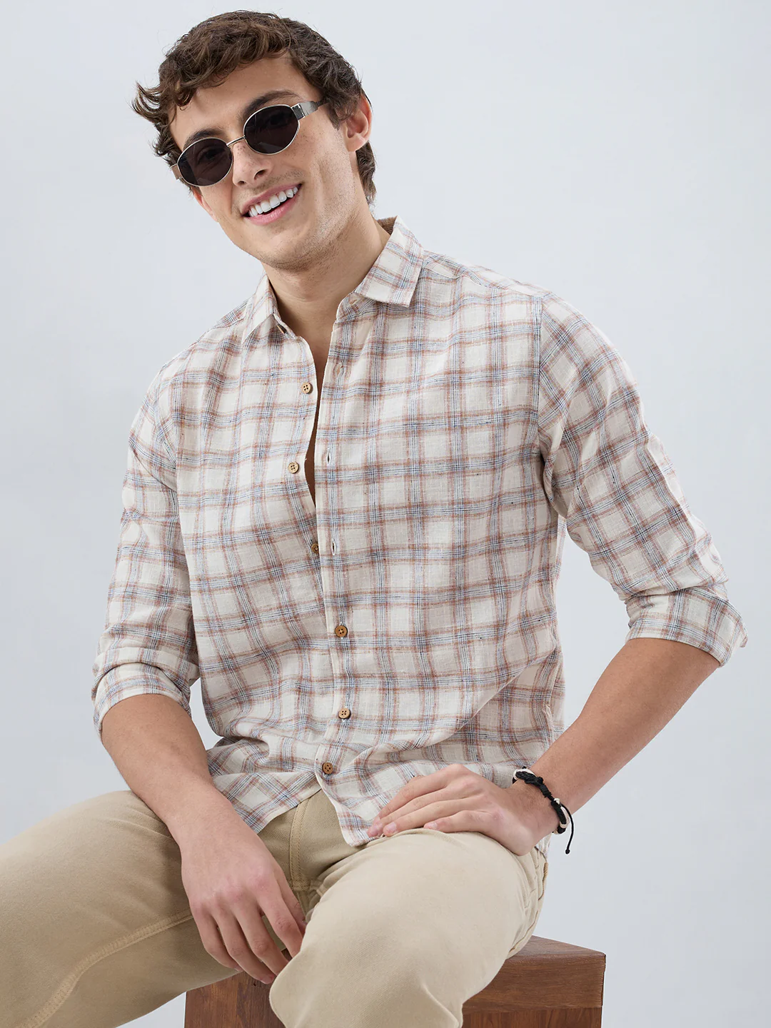 Intricate Brown Box Checks Shirt - Image 4