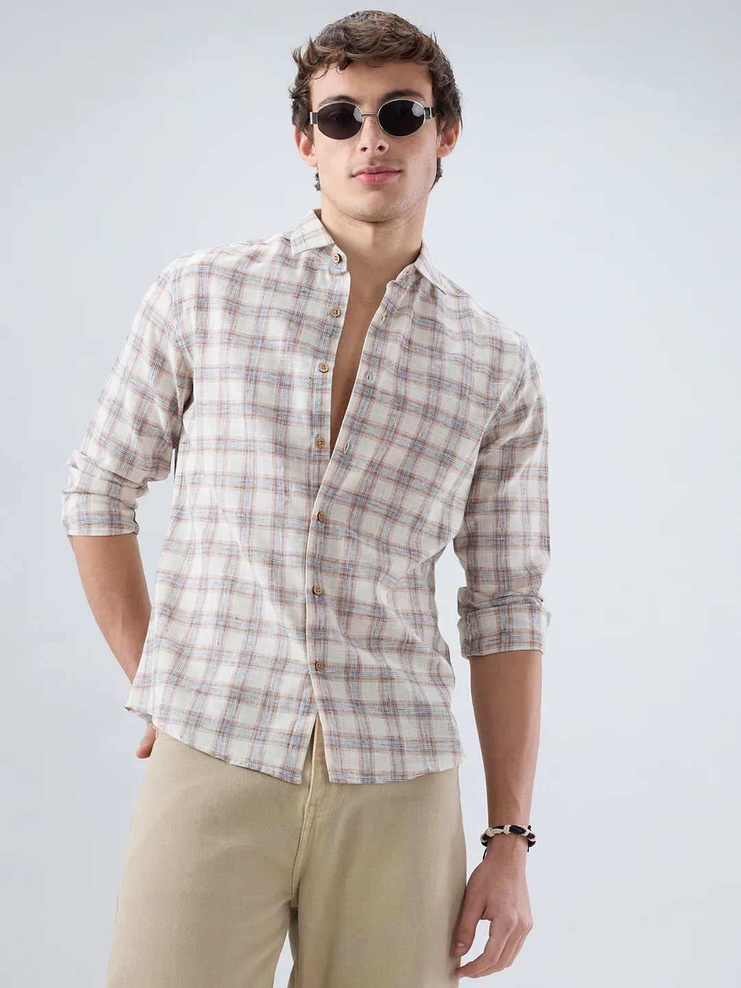 Intricate Brown Box Checks Shirt - Image 5