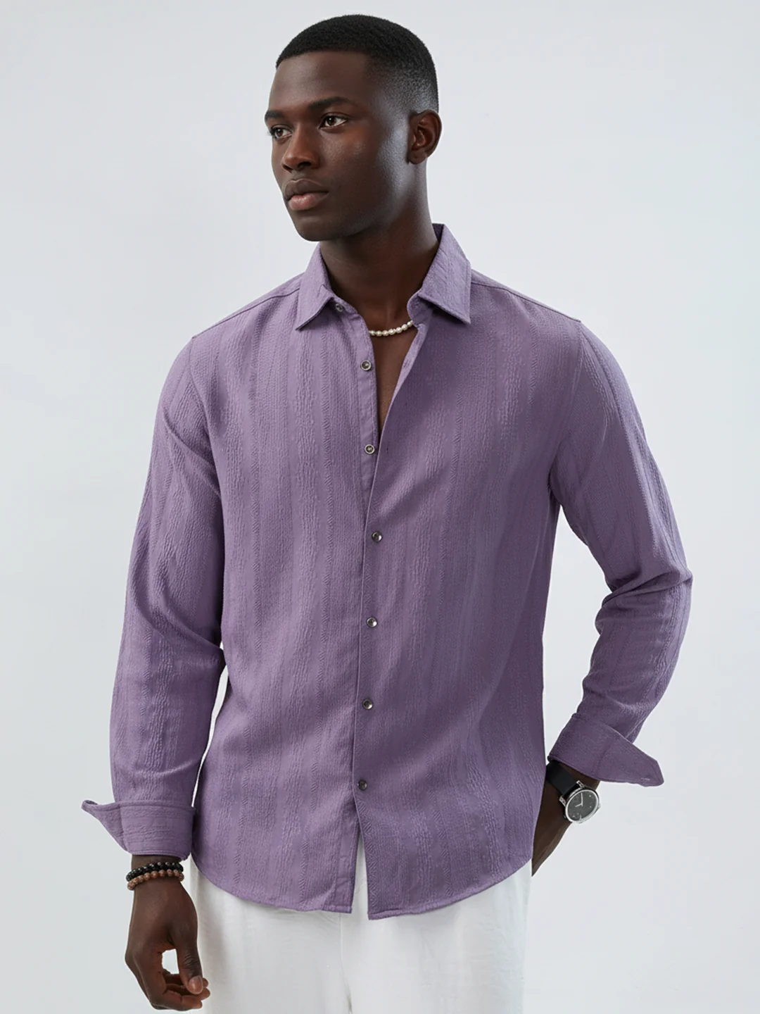 Intricate Purple Textured Shirt - Image 4