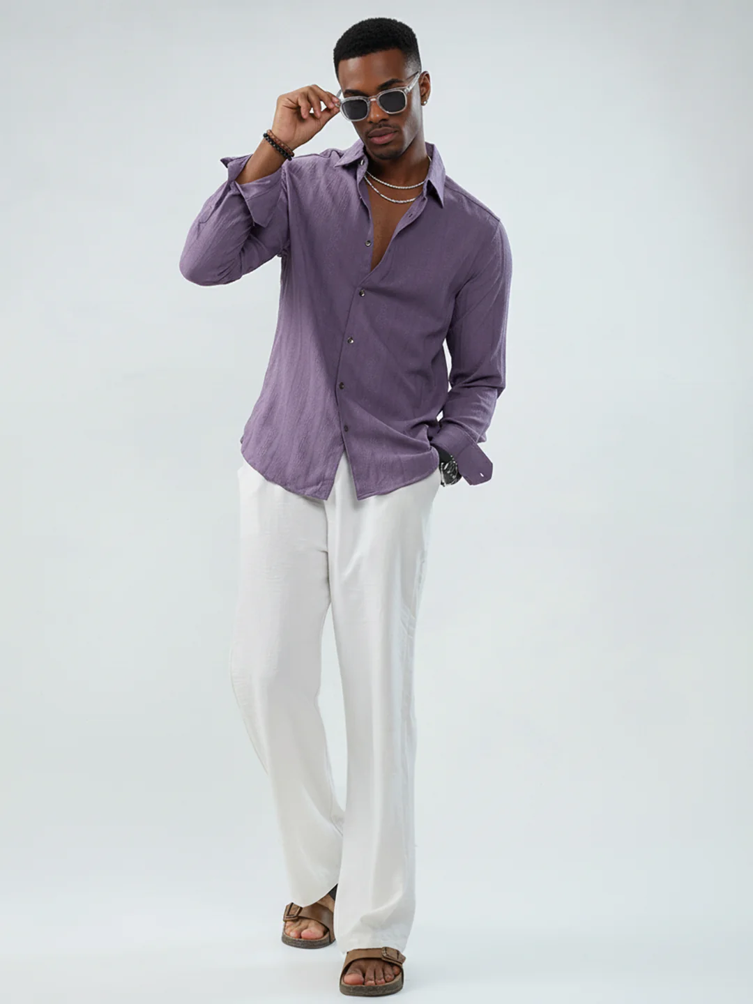 Intricate Purple Textured Shirt - Image 7