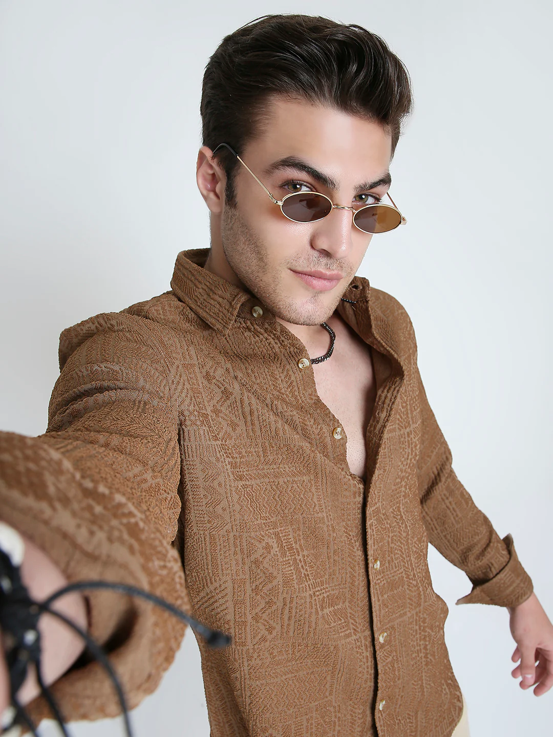 Intricate Rustic Charm Jacquard Shirt - Image 2