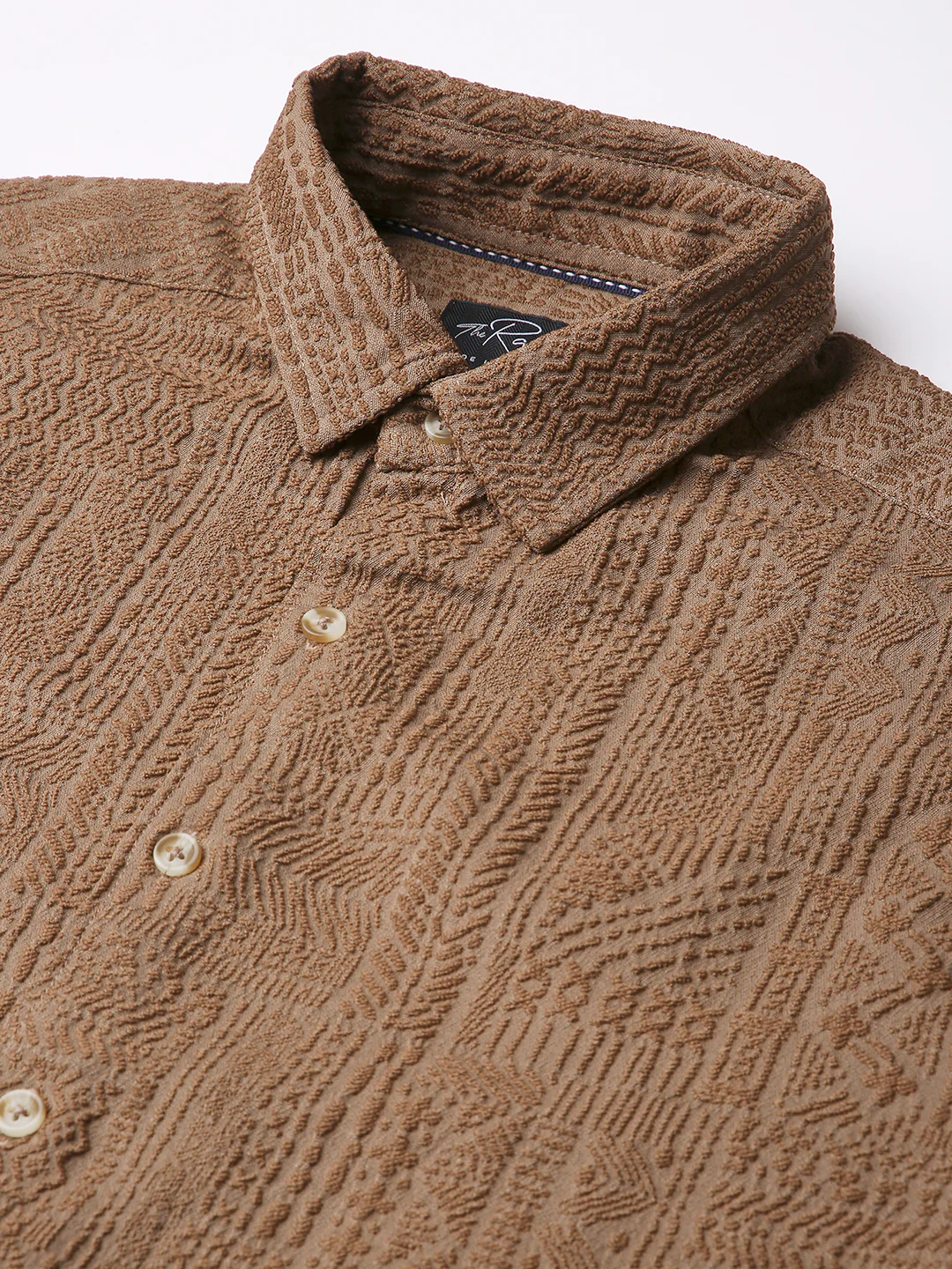 Intricate Rustic Charm Jacquard Shirt - Image 3