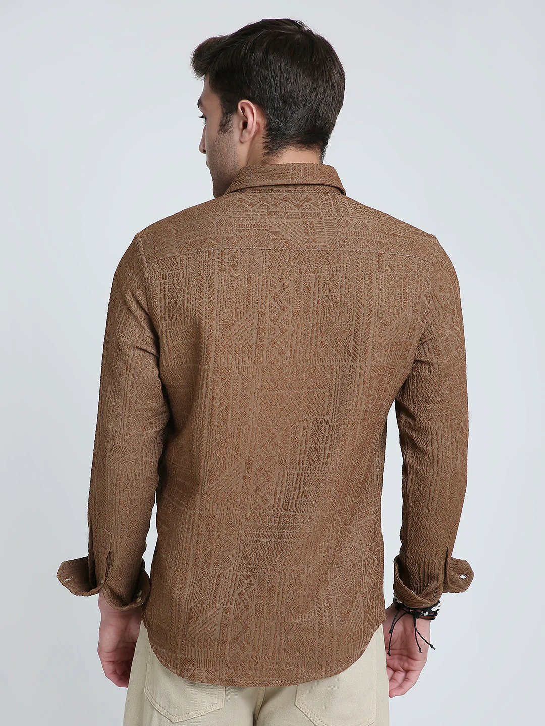 Intricate Rustic Charm Jacquard Shirt - Image 8