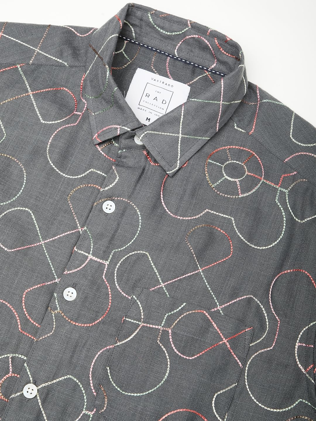 Intricate Smoky Grey Contrast Embroidered Shirt - Image 3