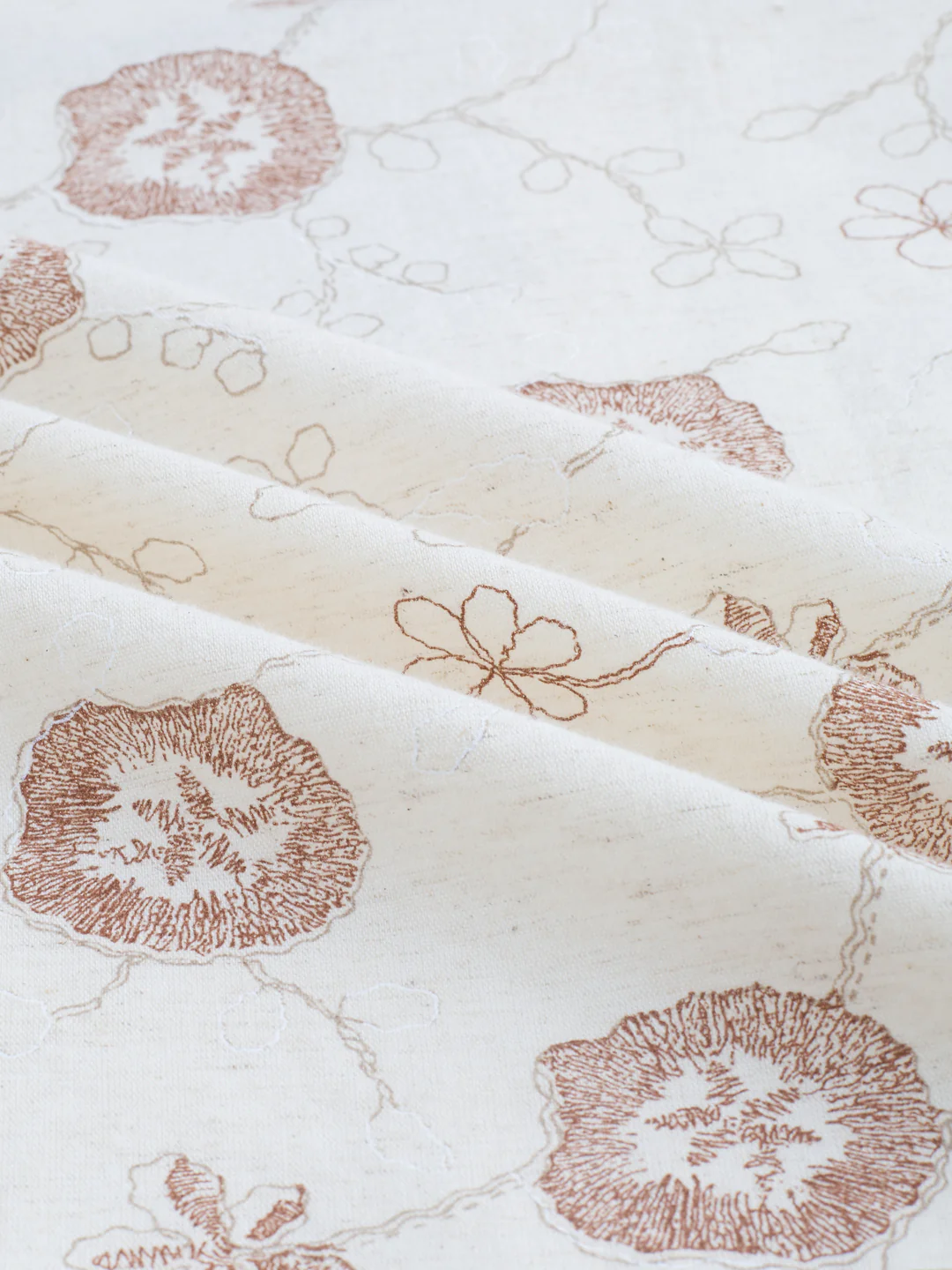 Intricate Soft Beige & Brown Botanical Bloom Linen Blend Shirt - Image 9