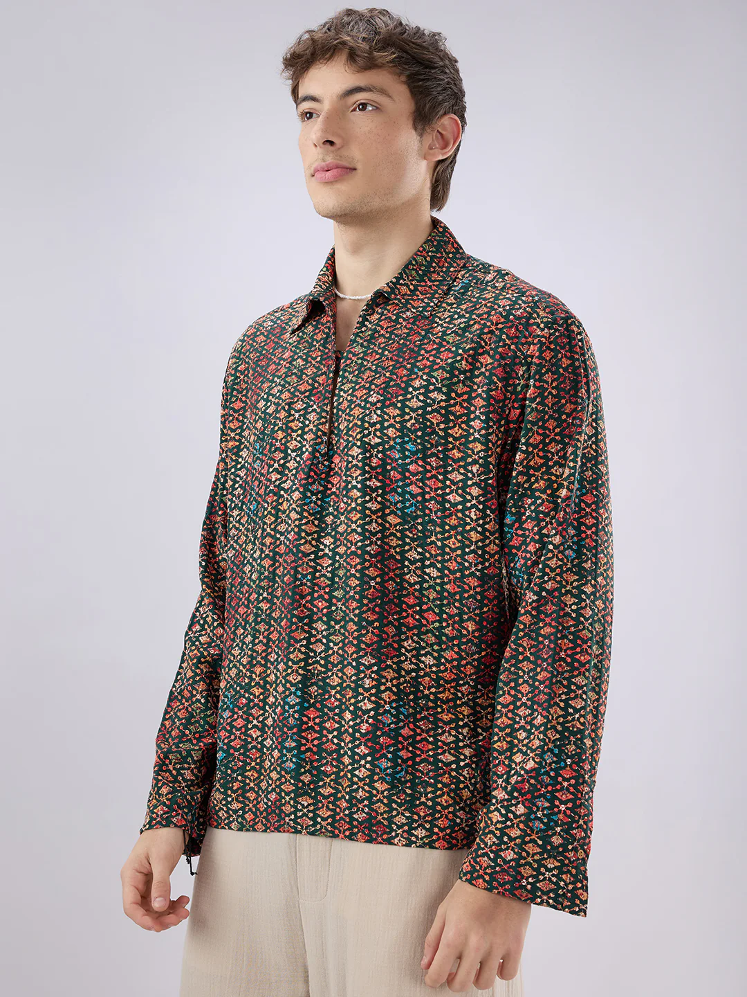 Ishqiya Nazara Sequin Glow Embroidered Cuffless Oversized Shirt - Image 5
